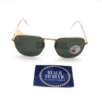 Ray-Ban Frank Polarized Sunglasses - Polished Gold Frame - Green Lens - BeachToBlvd