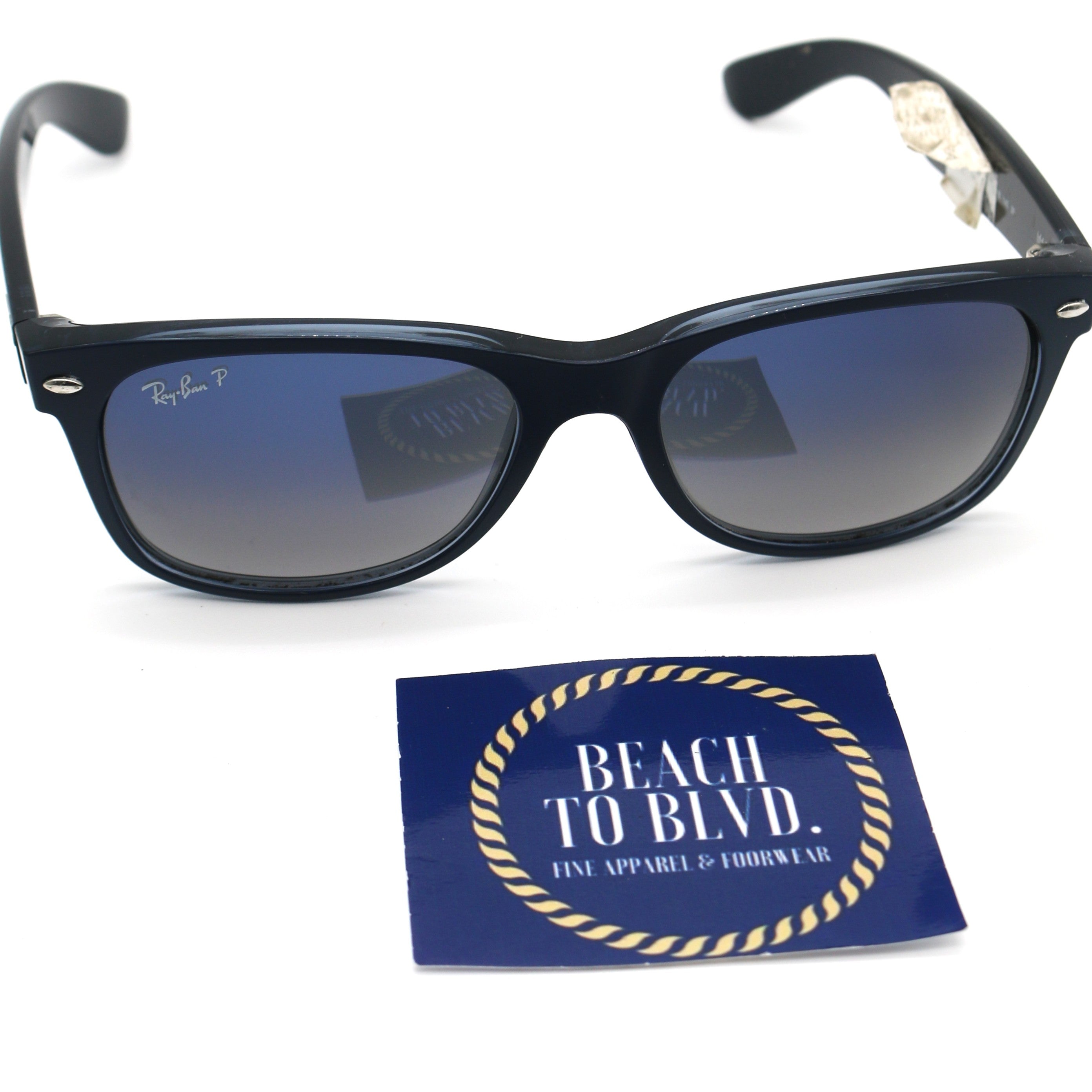 Ray-Ban RB2132 New Wayfarer- Matte Blue On Transparent Blue / Blue Gradient Polarized Lens (660778)
