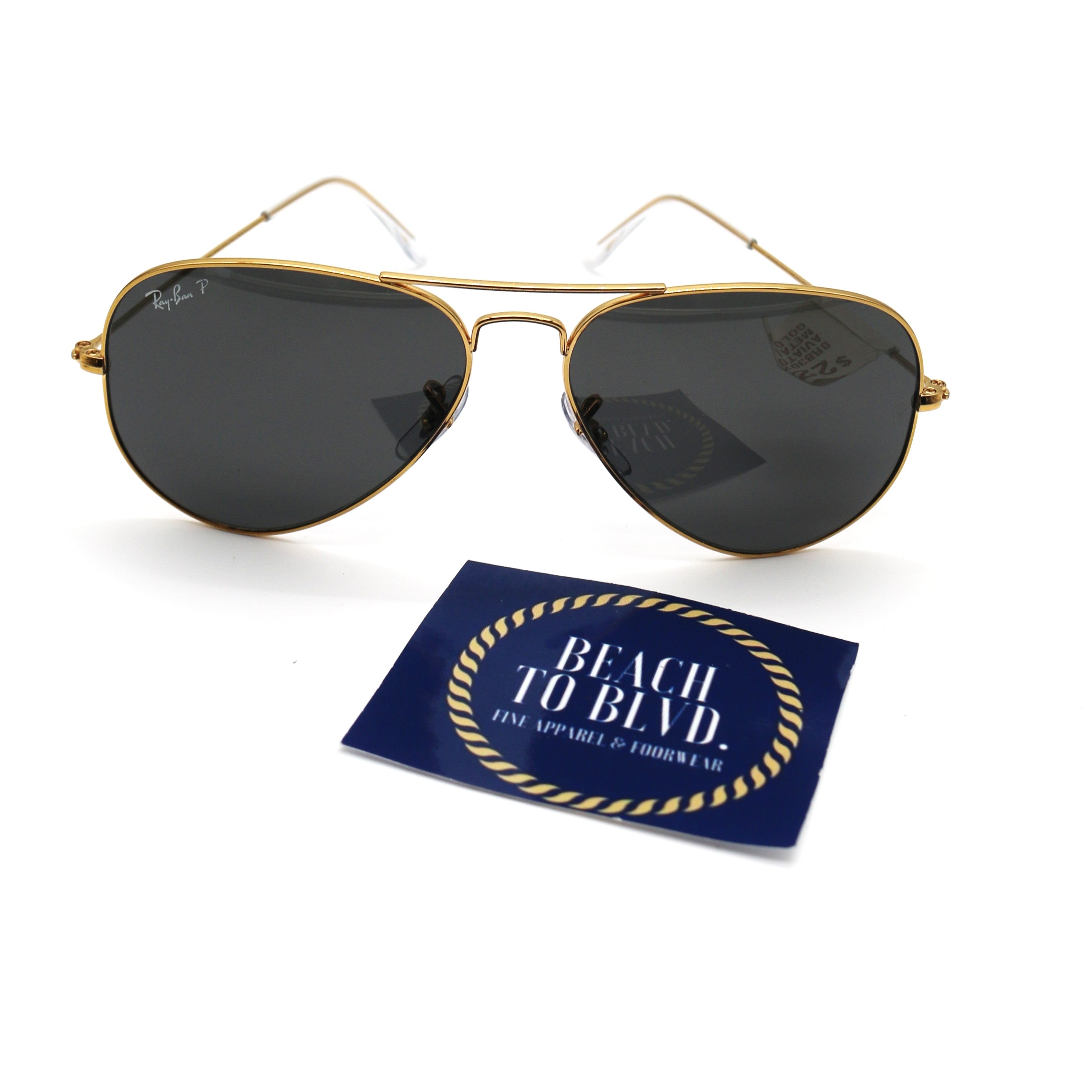 Ray-Ban RB3025 Large Metal Aviator- Legend Gold / Polarized Black Lens (919648)