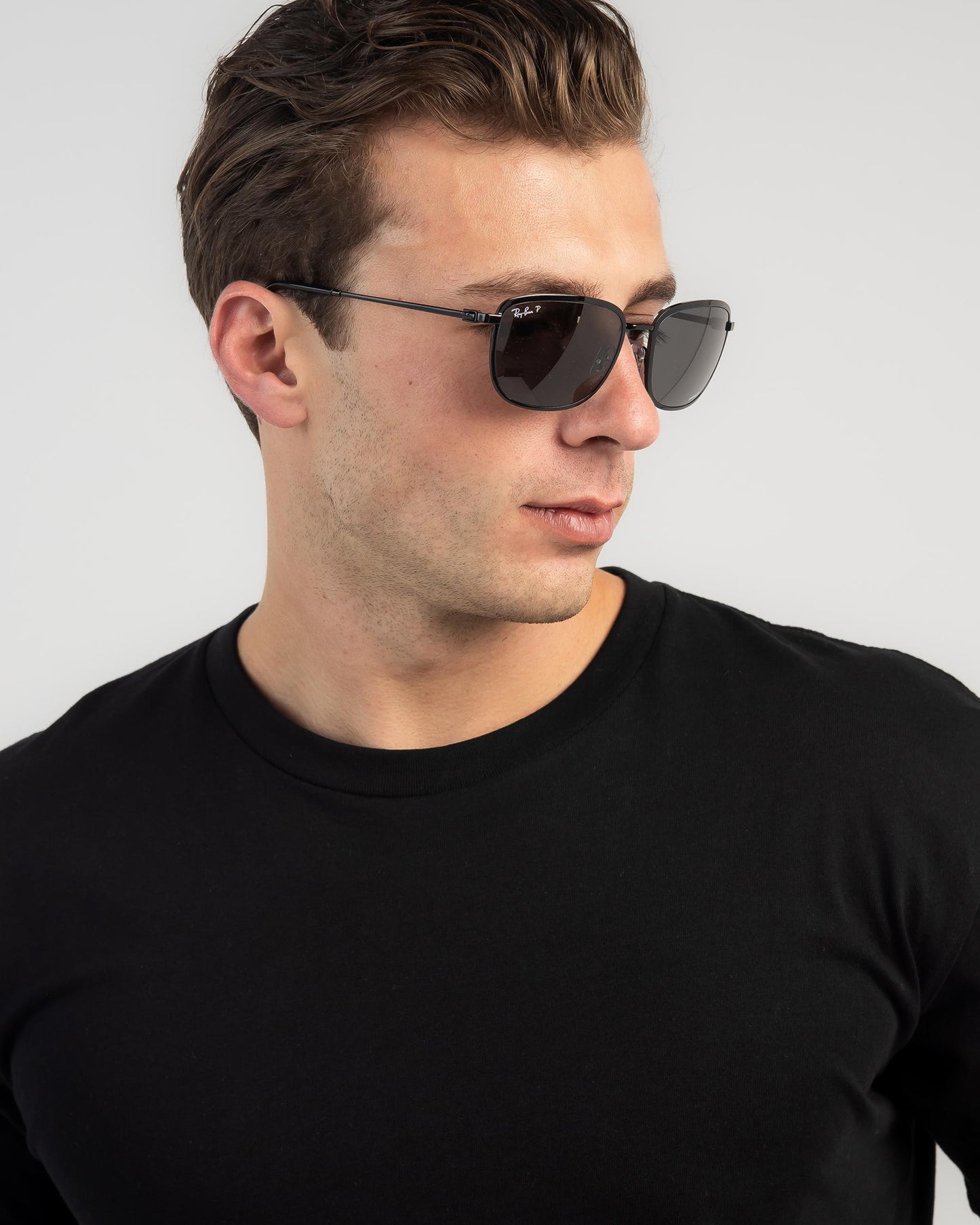 Ray-Ban 0RB3705 Polarized Chromance Sunglasses - Black Frame / Dark Gray Lens