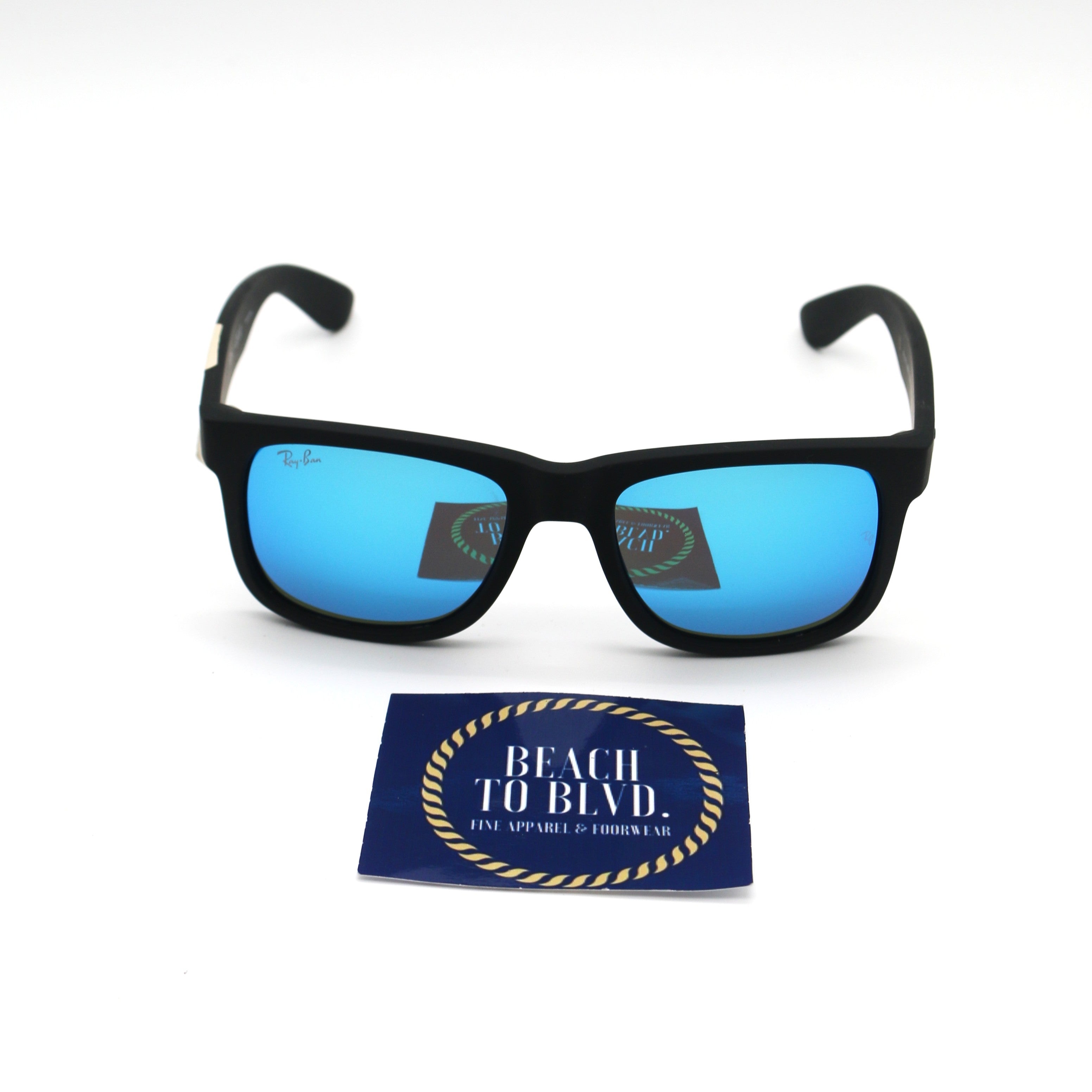 Ray-Ban Justin Color Mix 51-16 Sunglasses - Matte Black Frame - Blue Lenses - BeachToBlvd