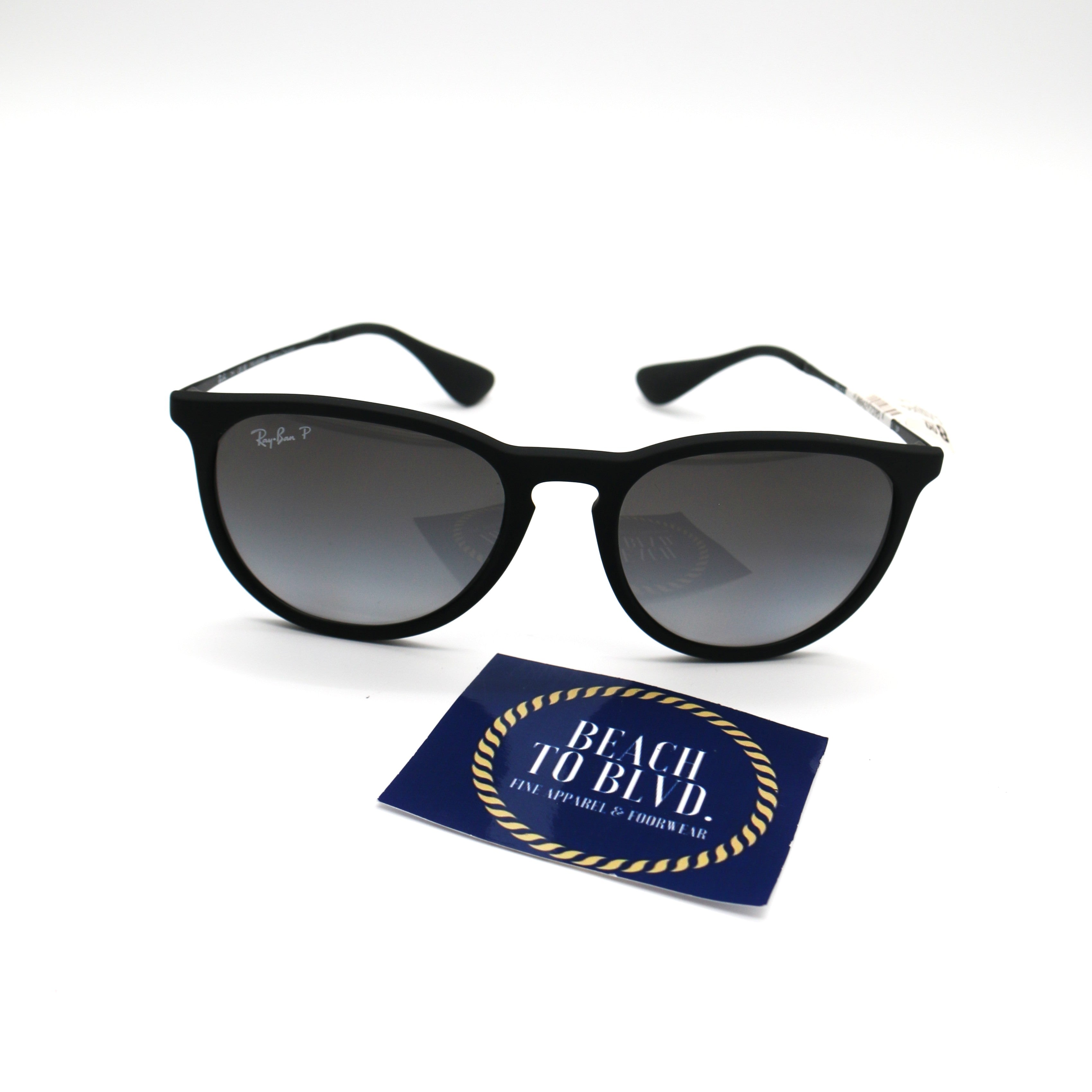 Ray-Ban Erika Color Mix Polarized Sunglasses - Matte Black Frame - Gray Lenses - BeachToBlvd