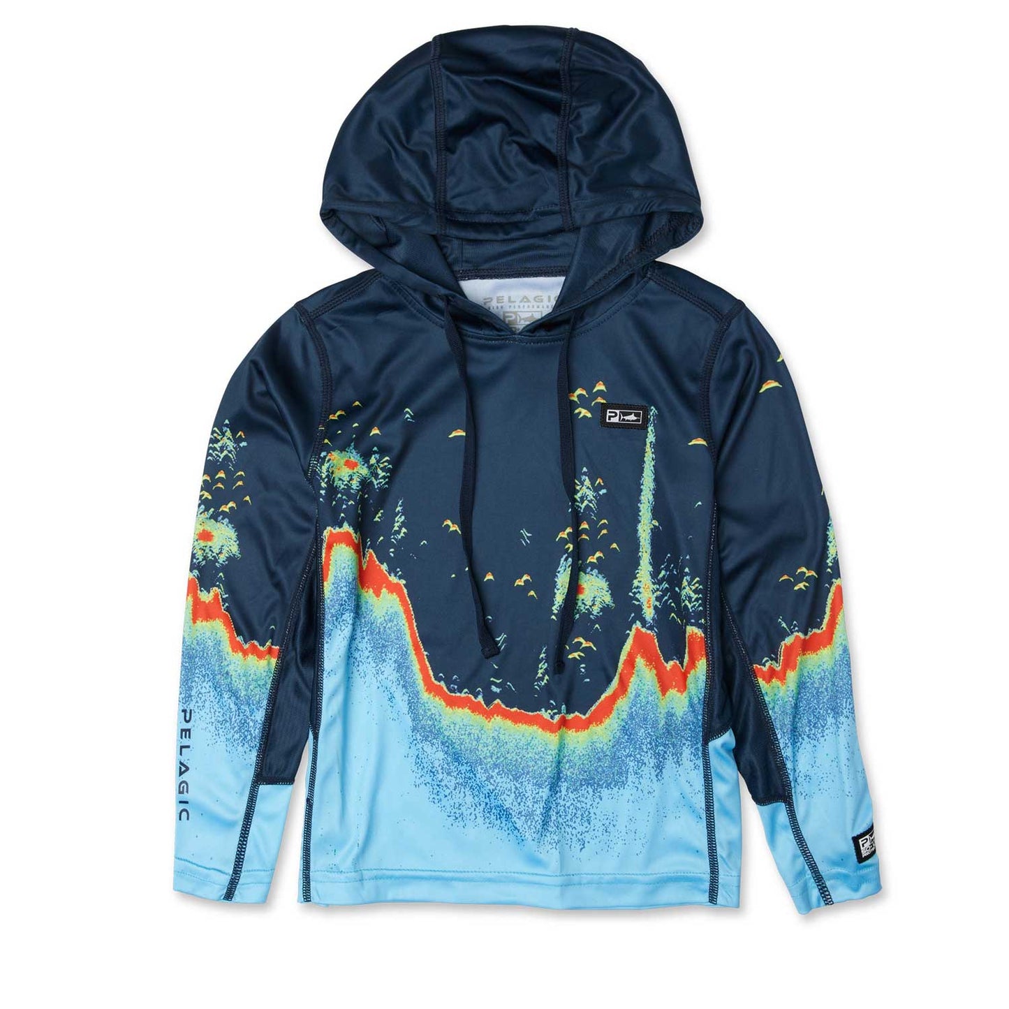 Pelagic Vaportek Hooded Youth Long Sleeve Shirt - Sonar