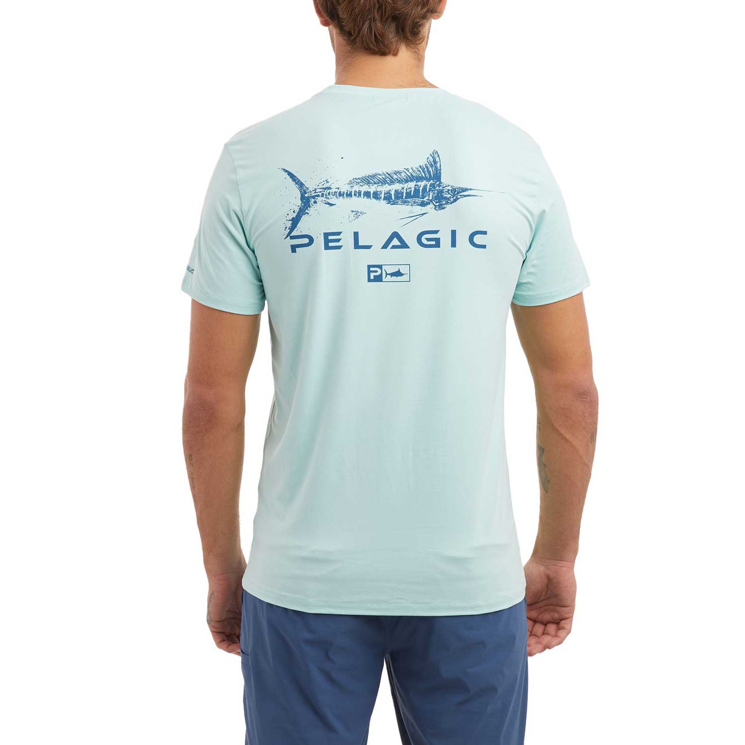 Pelagic Stratos Gyotaku Marlin Performance T-Shirt - BeachToBlvd