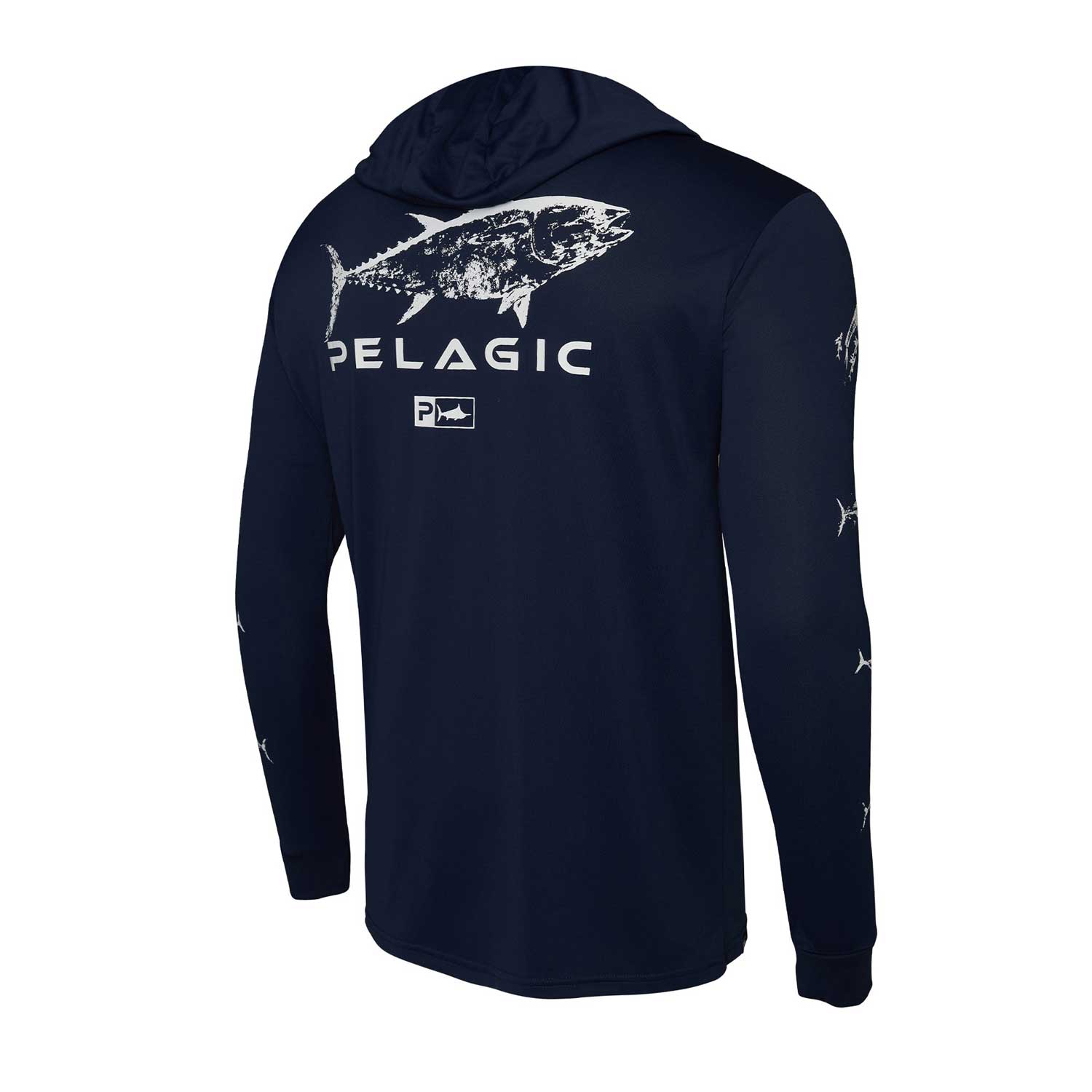 Pelagic Aquatek Gyotaku Hooded Fishing Shirt - Long Sleeve - BeachToBlvd