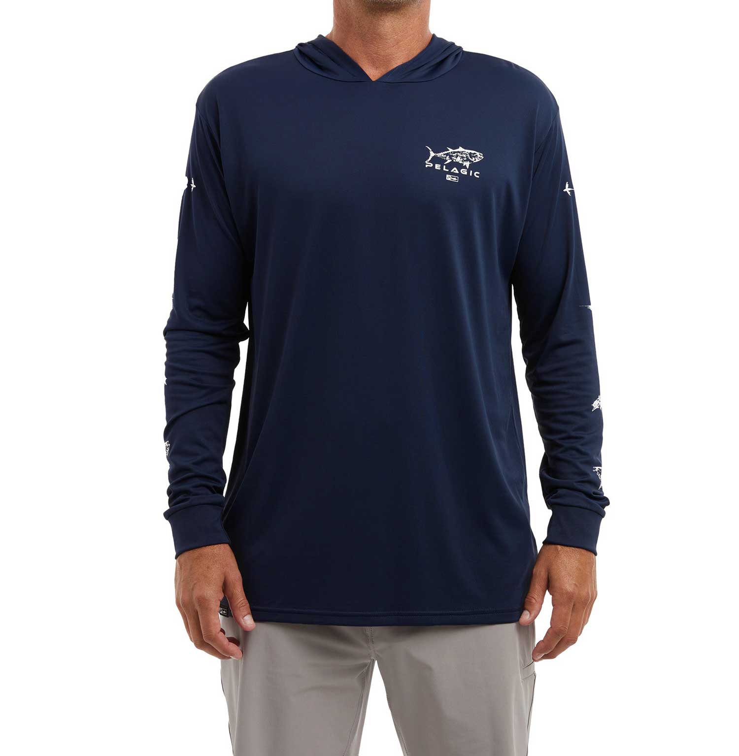 Pelagic Aquatek Gyotaku Hooded Fishing Shirt - Long Sleeve - BeachToBlvd