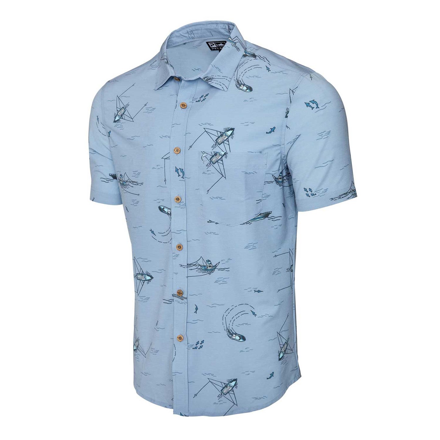 Pelagic The Topshot Trollin Button Up Men's Camp Shirt