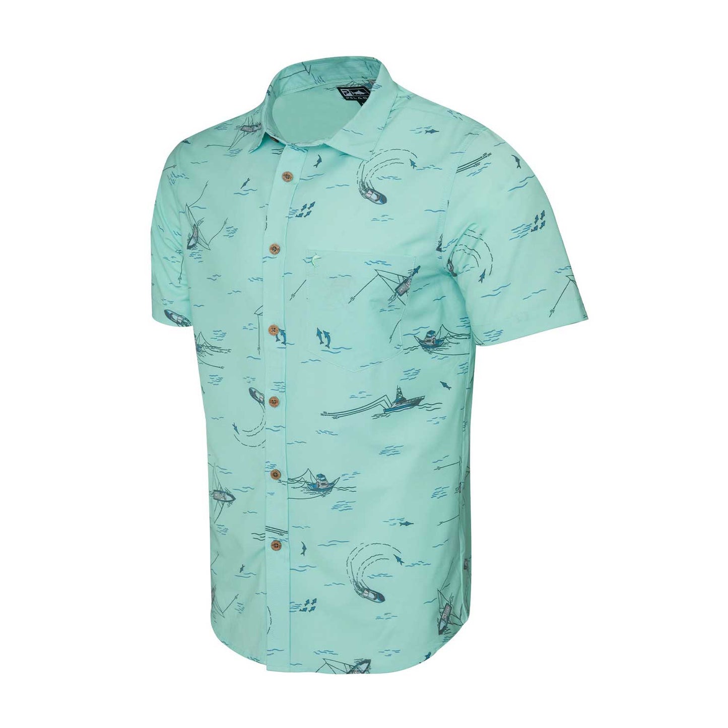 Pelagic The Topshot Trollin Button Up Men's Camp Shirt