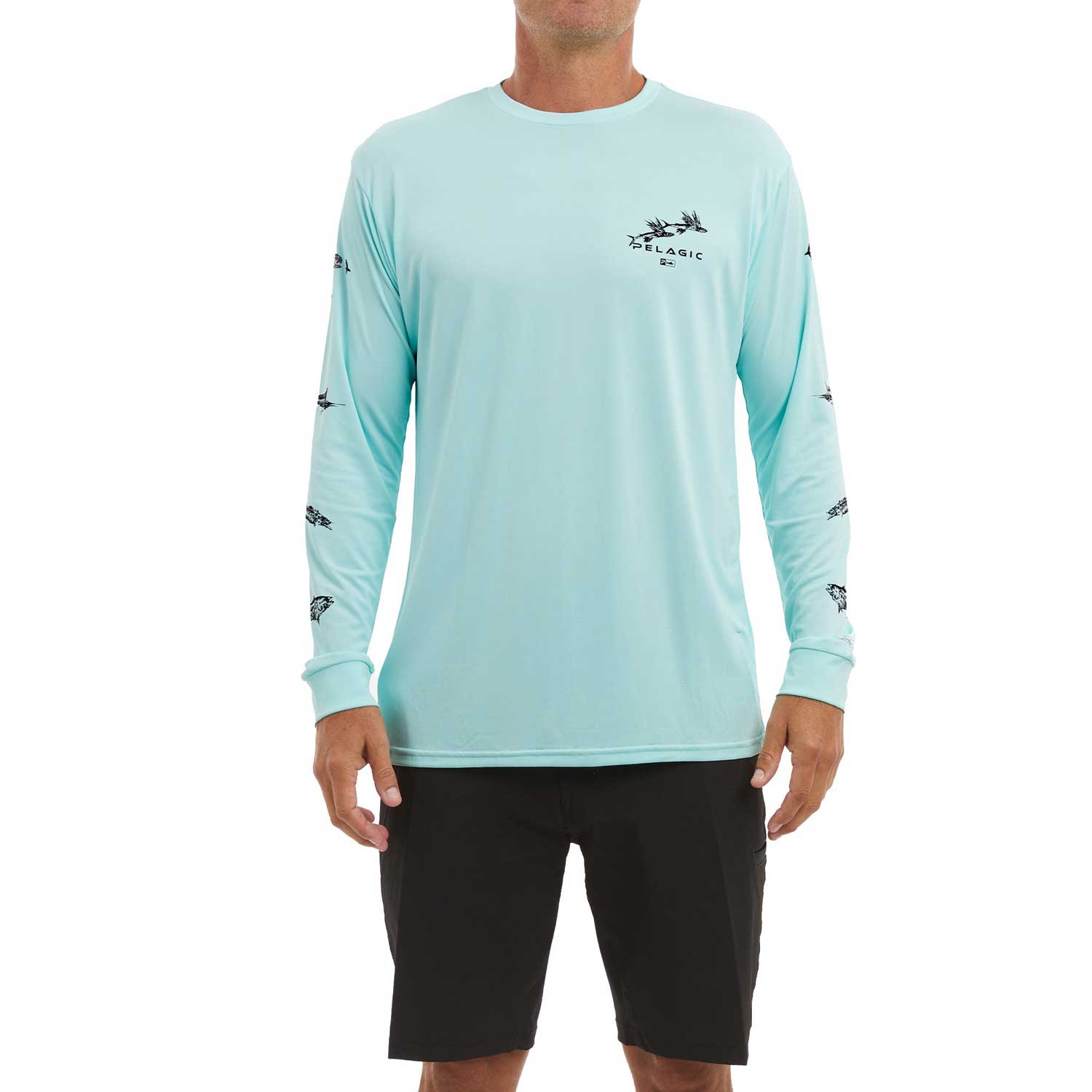 Pelagic Aquatek Gyotaku Men's Long Sleeve Fishing Shirt - BeachToBlvd