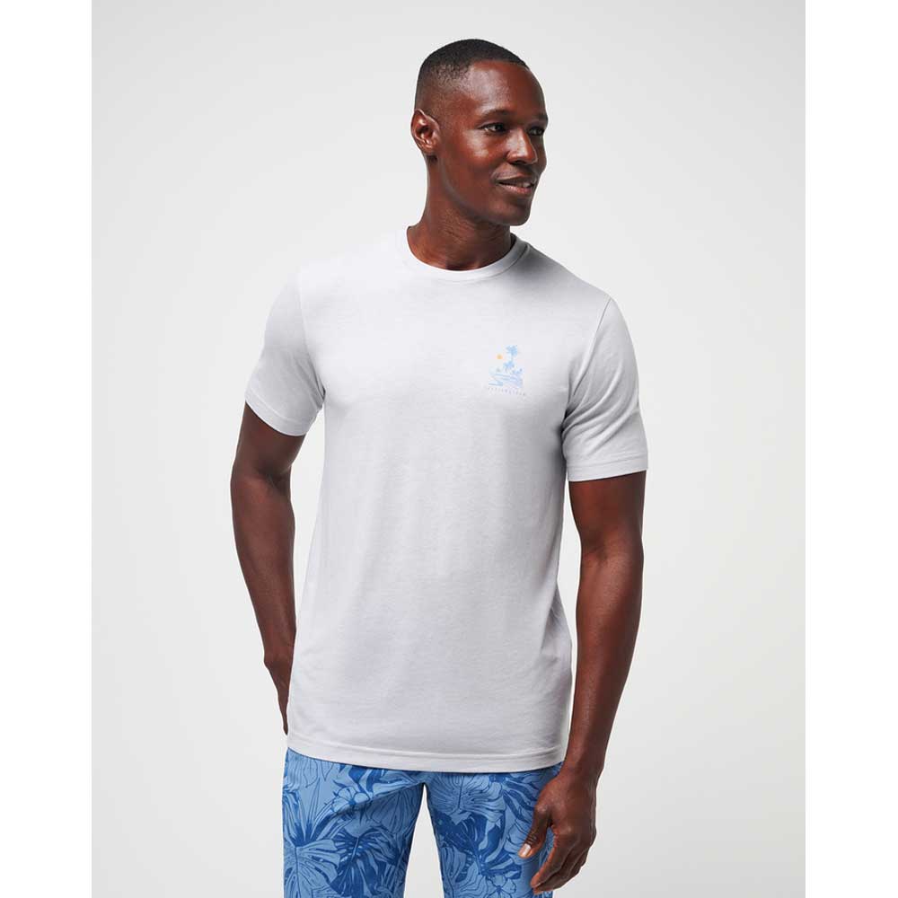 Man Wearing Gray Travis Mathew Off the Pier Golf T-Shirt