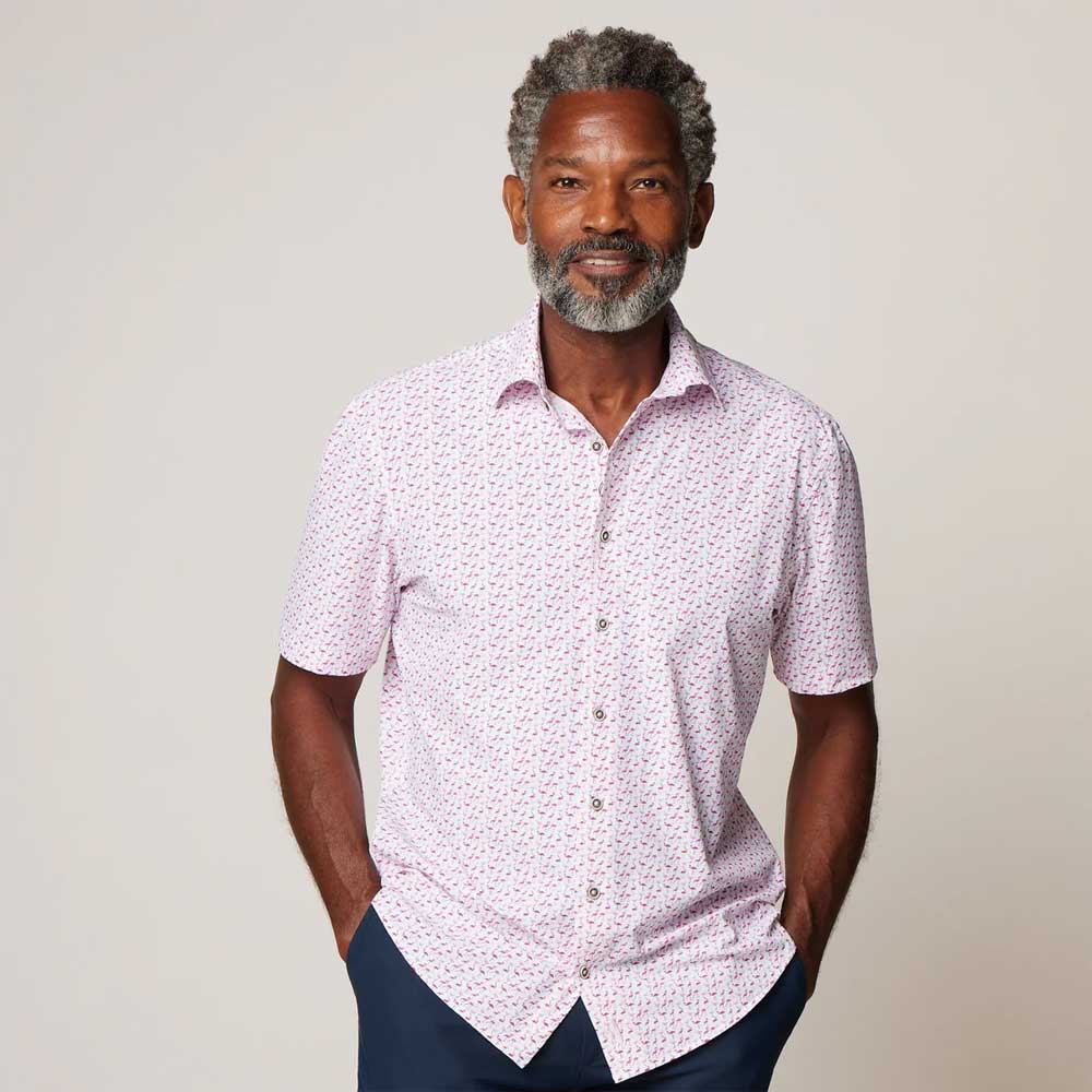 Johnnie-O Fritz Jersey Knit Button Up Shirt - Bahama Mama