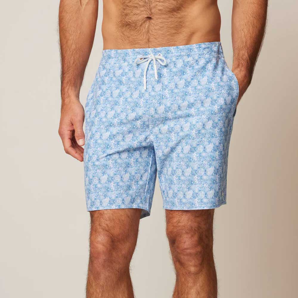 Johnnie-O The Half Elastic 7" Surf Swim Shorts - Galley