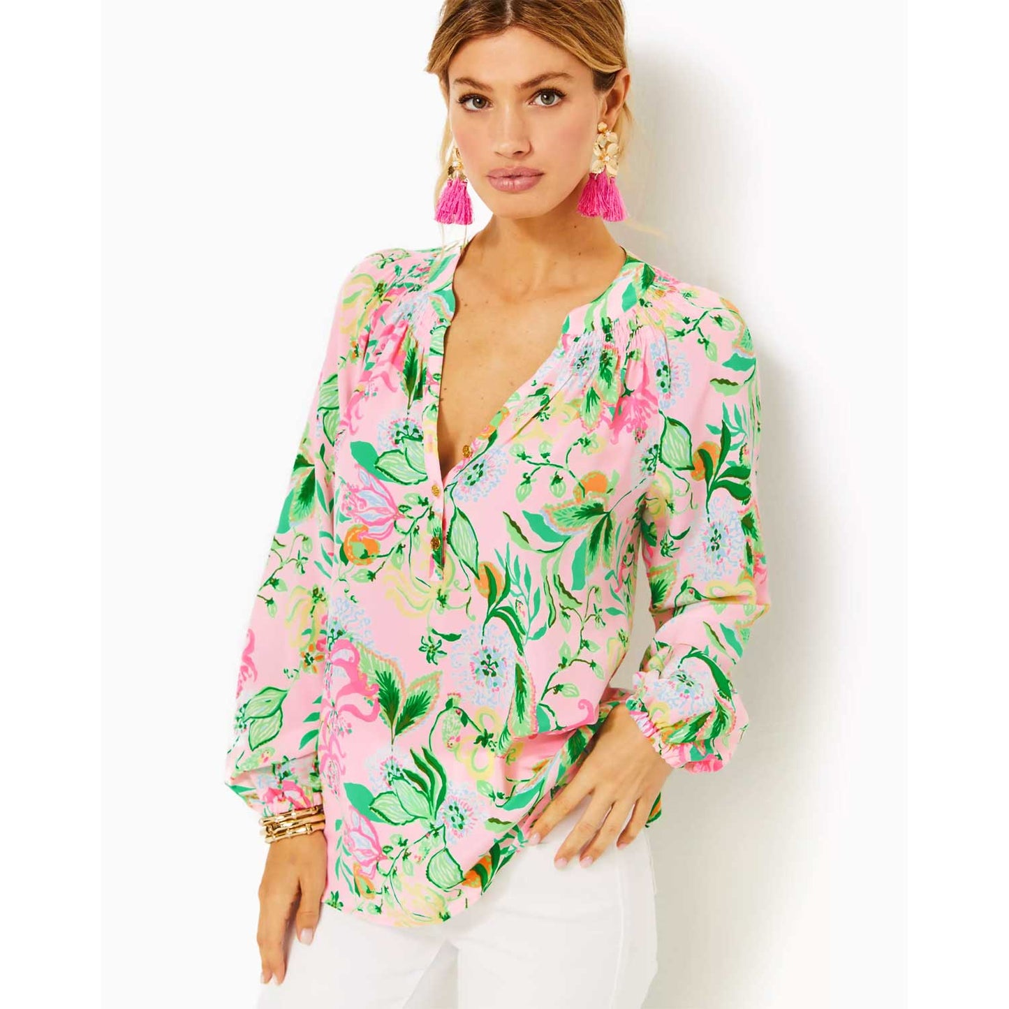 Lilly Pulitzer Elsa Silk Blouse Top