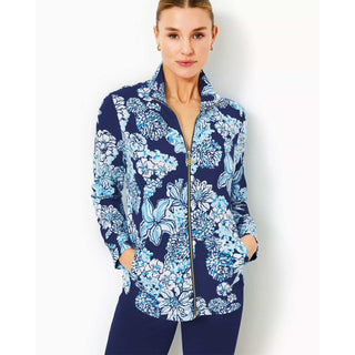 Lilly Pulitzer UPF 50+ Leona Zip-Up Jacket - Low Tide Navy - BeachToBlvd
