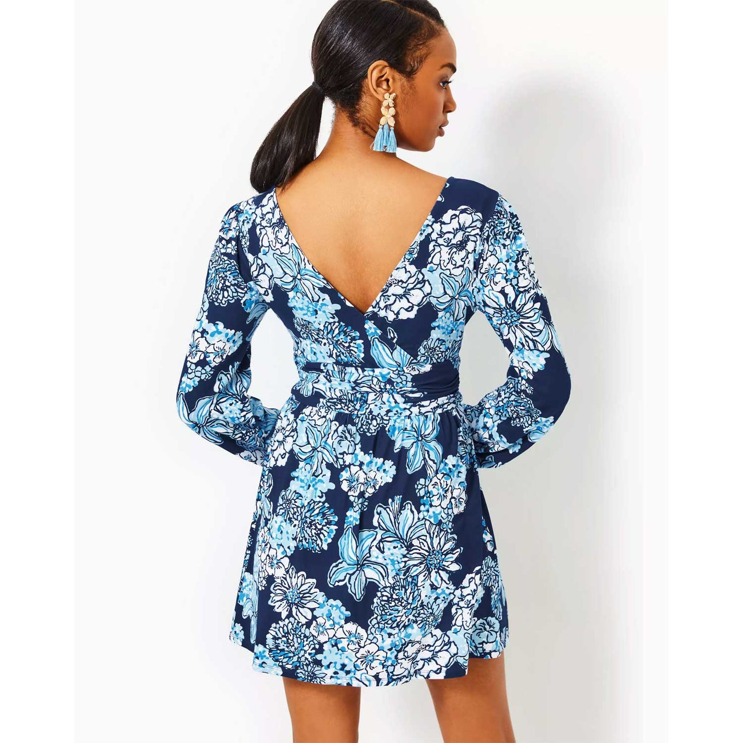 Lilly Pulitzer Riza Long Sleeve Romper - Low Tide Navy Bouquet All Day