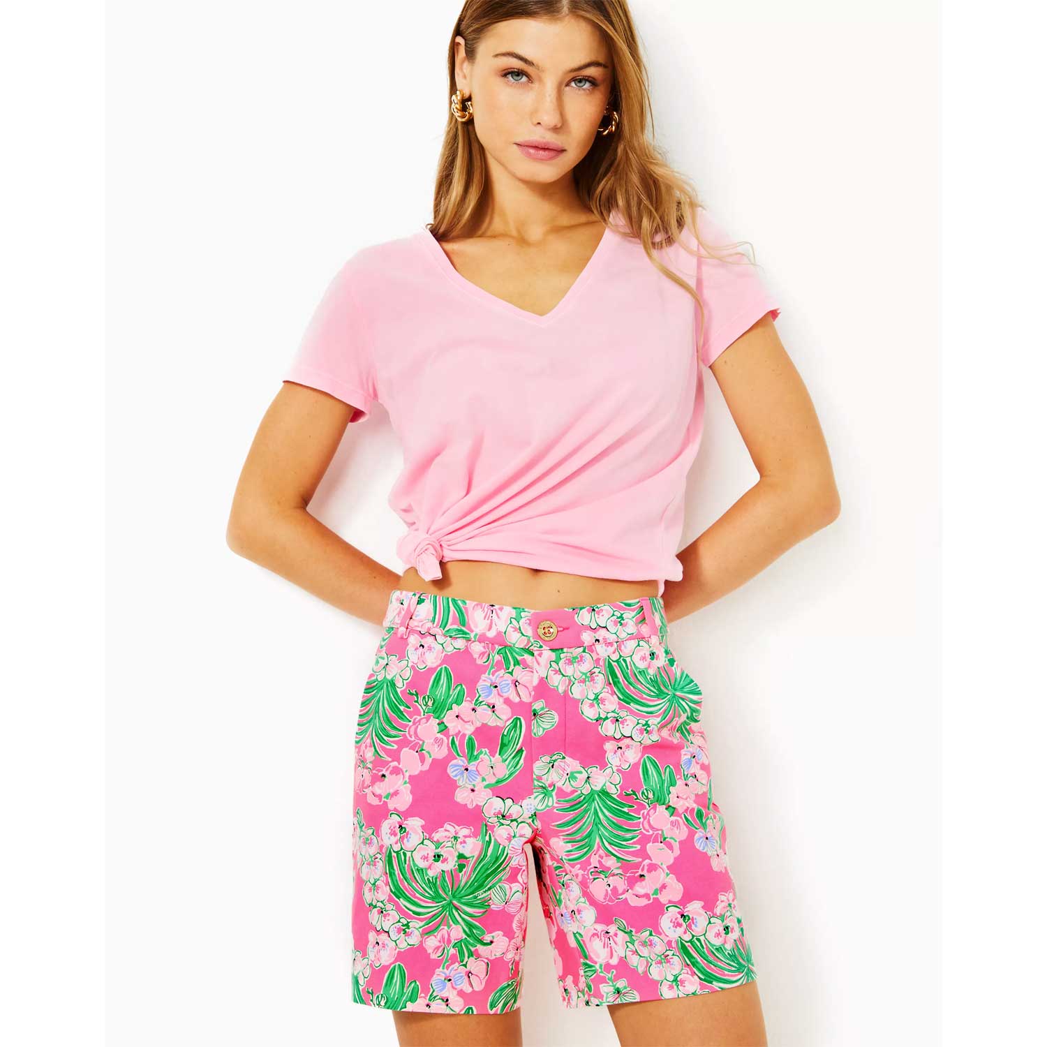 Lilly Pulitzer 7" Gretchen High Rise Short - Roxie Pink Worth A Look - BeachToBlvd