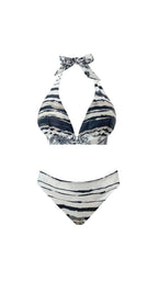 Phax Reversible Halter Bikini Top - Toile Print & Bold Stripe