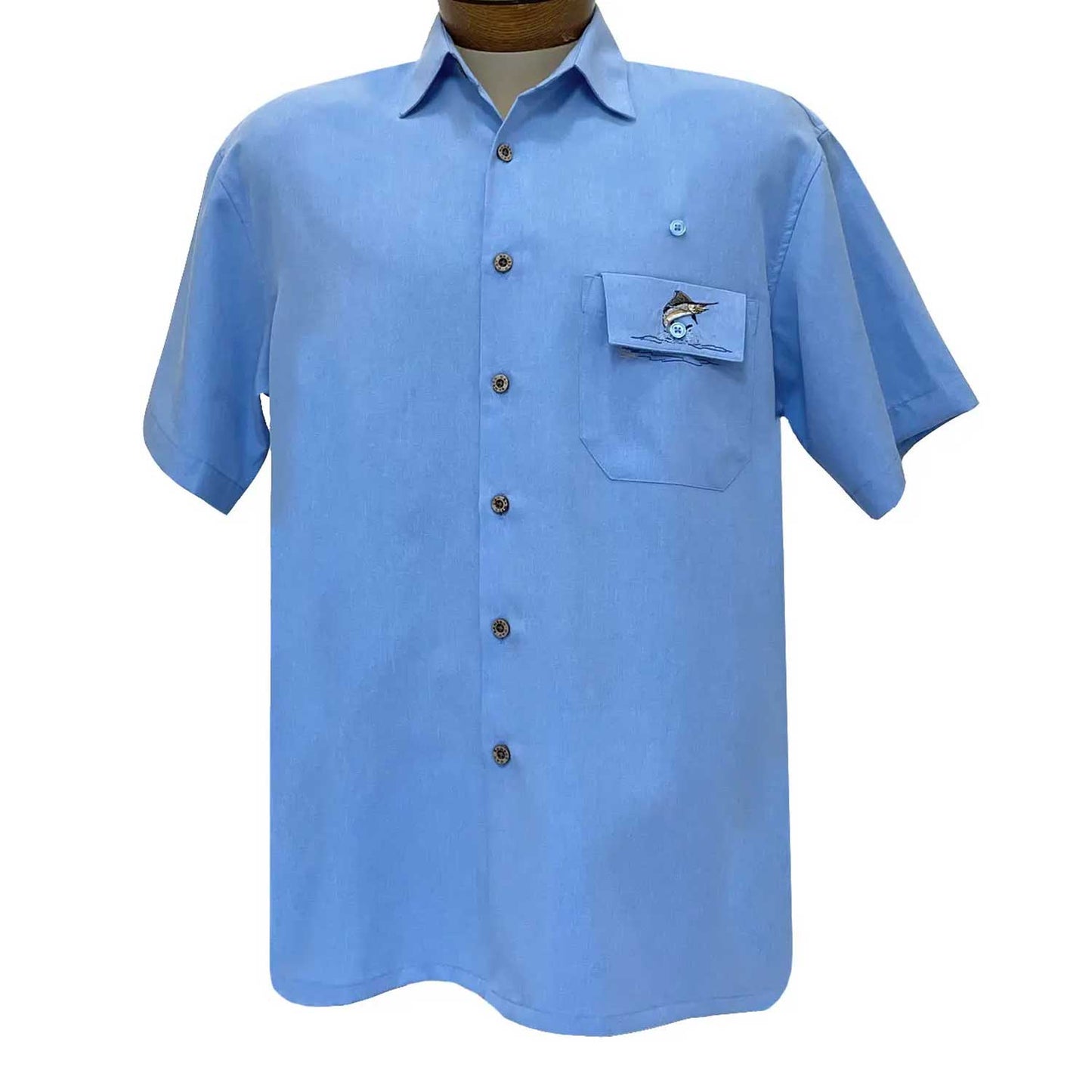 Bamboo Cay Short Sleeve Embroidered Aloha Shirt, Multifunctional Pocket WB1918