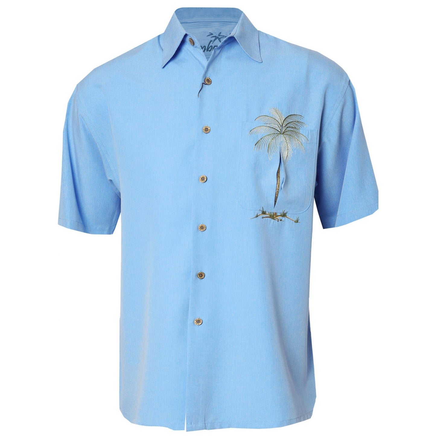 Bamboo Cay Peekaboo Palm Men's Camp Shirt Wb630 - Cobalt