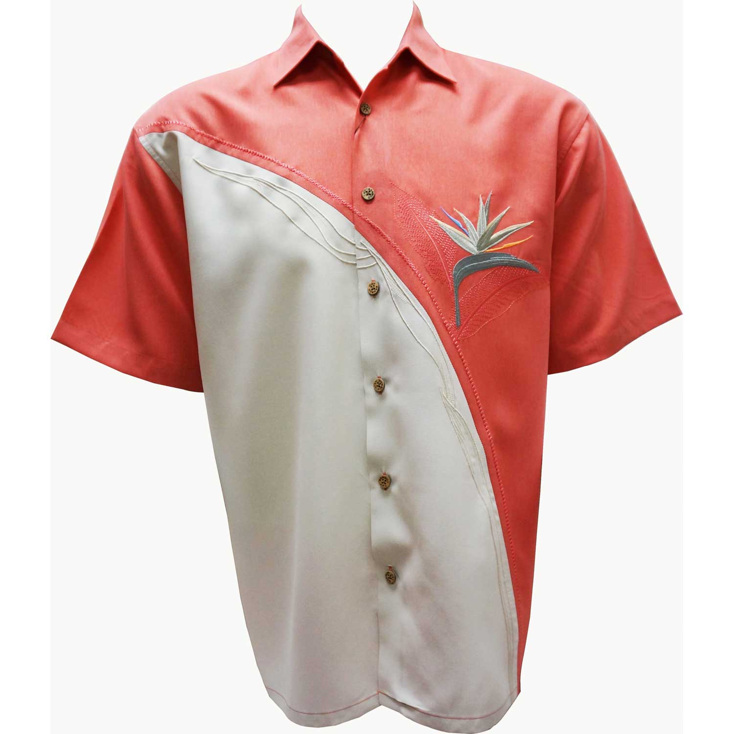 Bamboo Cay Crescent Bird of Paradise Men's Camp Shirt WB5 - BeachToBlvd