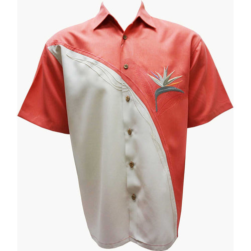 Bamboo Cay Crescent Bird of Paradise Men's Camp Shirt WB5 - BeachToBlvd