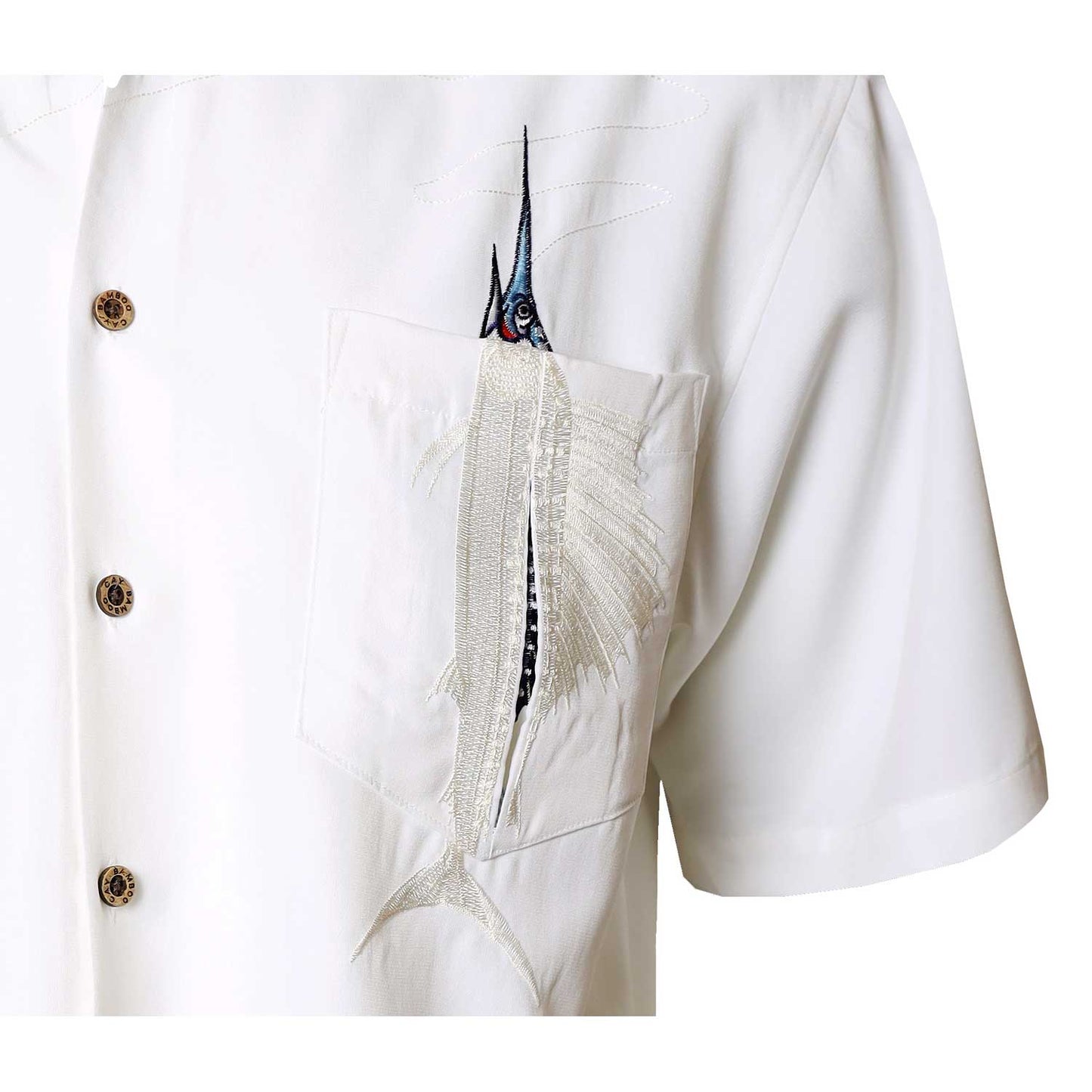 Bamboo Cay Shake the Hook Peekaboo Sailfish Camp Shirt Wb871