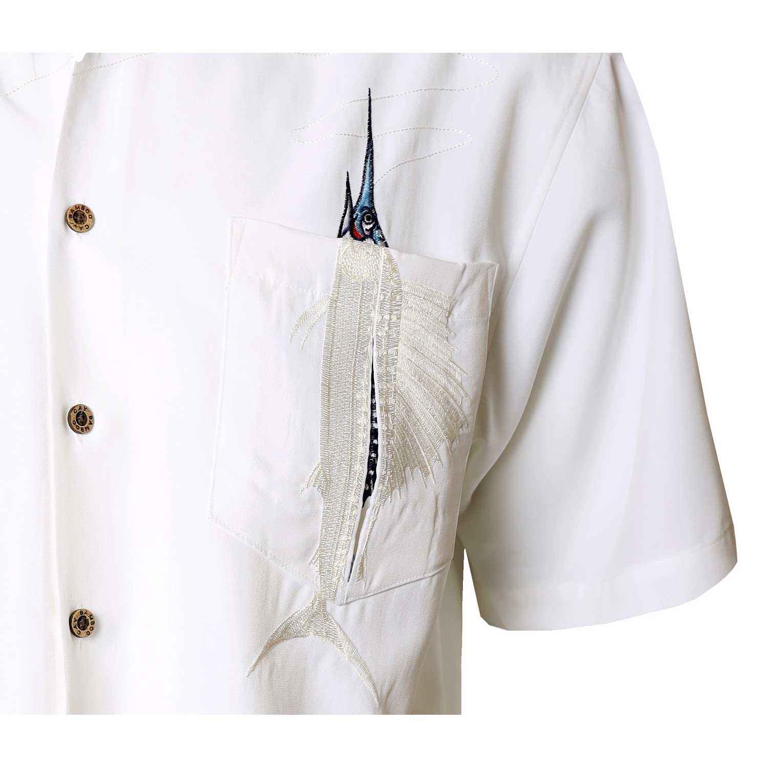 Bamboo Cay Shake the Hook Peekaboo Sailfish Camp Shirt Wb871