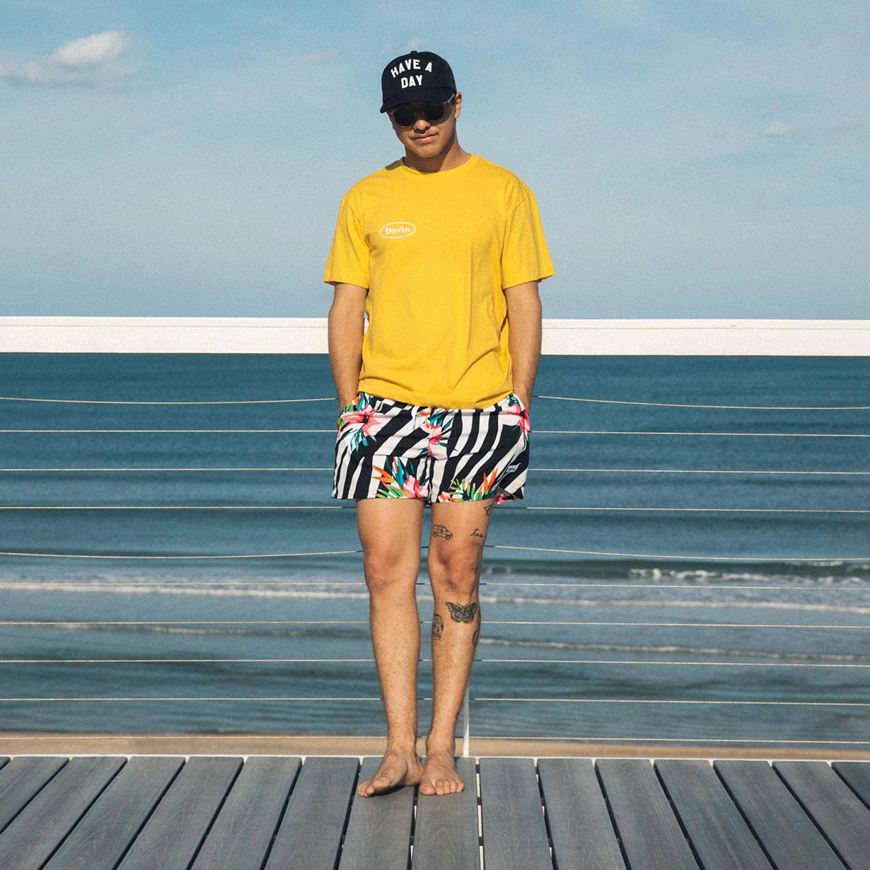 Duvin Zebra Floral Men's Swim Short