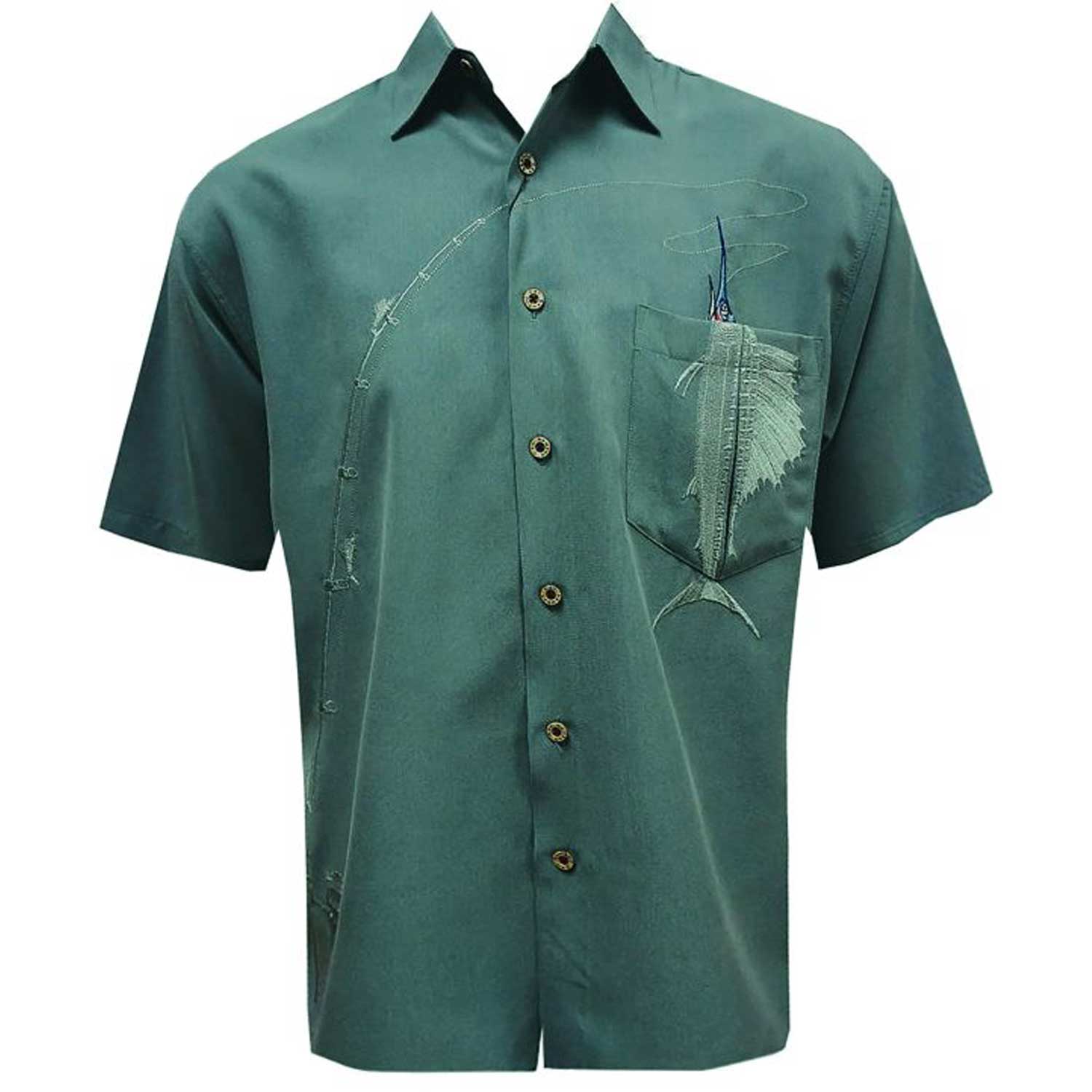 Bamboo Cay Shake the Hook Peekaboo Sailfish Camp Shirt Wb871 - BeachToBlvd