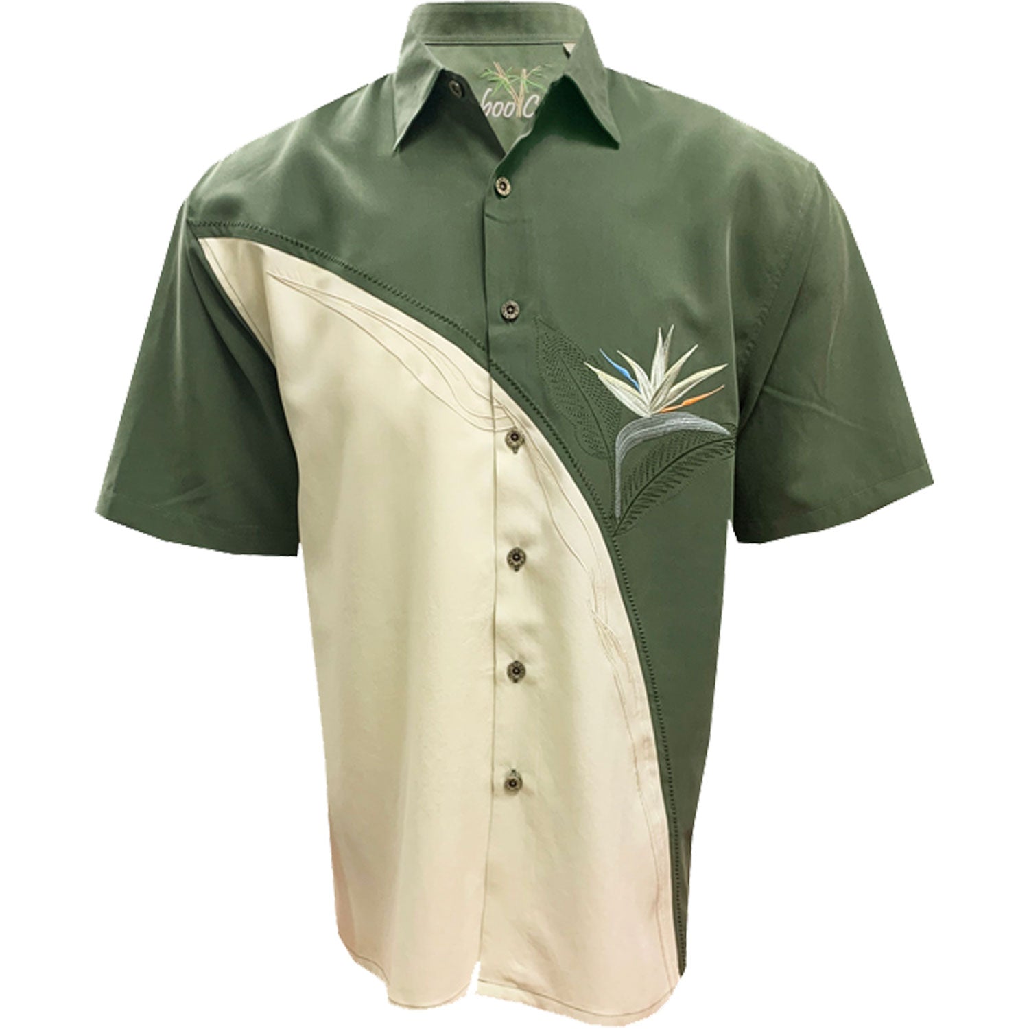 Bamboo Cay Crescent Bird of Paradise Men's Camp Shirt WB5 - BeachToBlvd