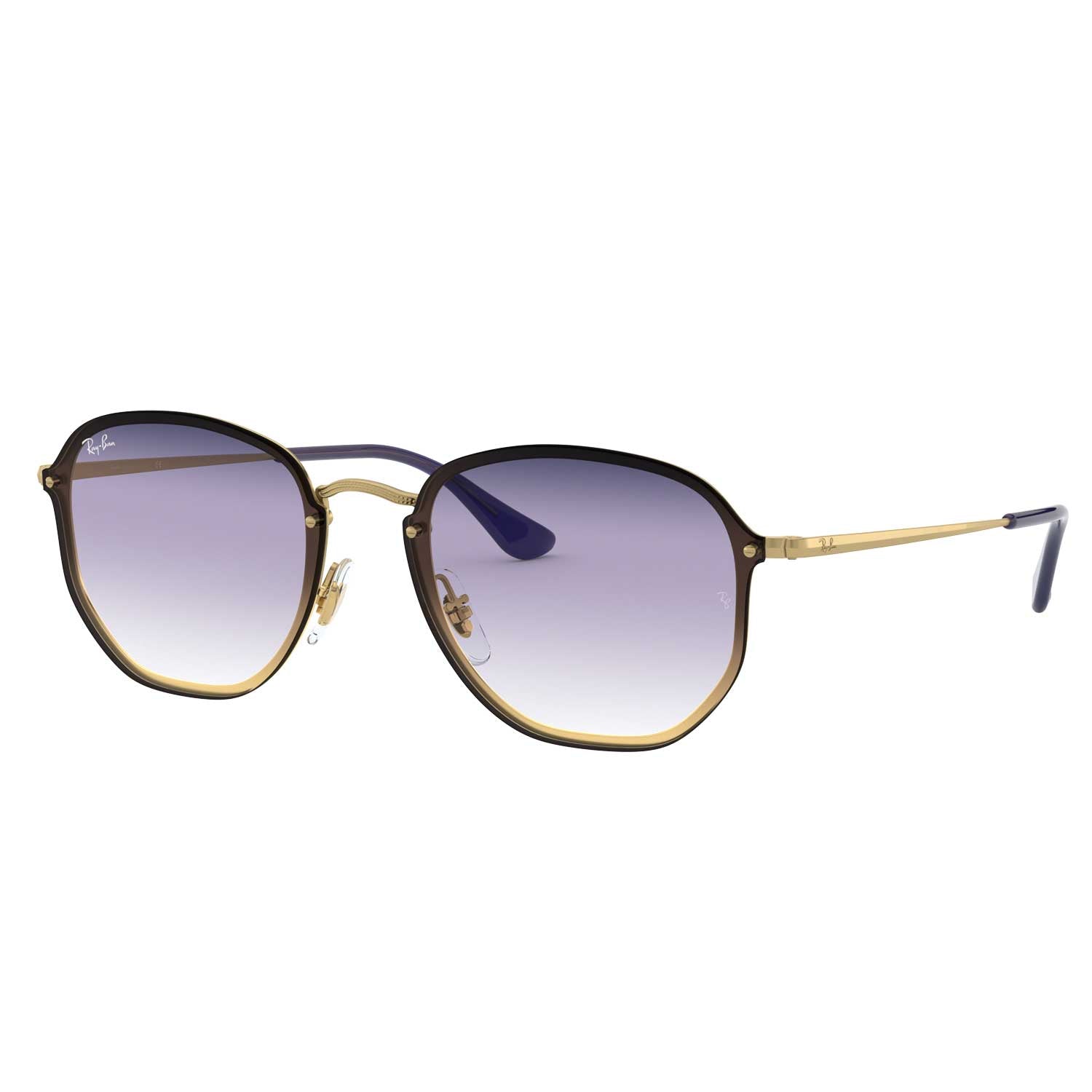 Ray-Ban 0RB3579N Blaze Hexagonal Sunglasses - Gold Frame \ Violet Lens
