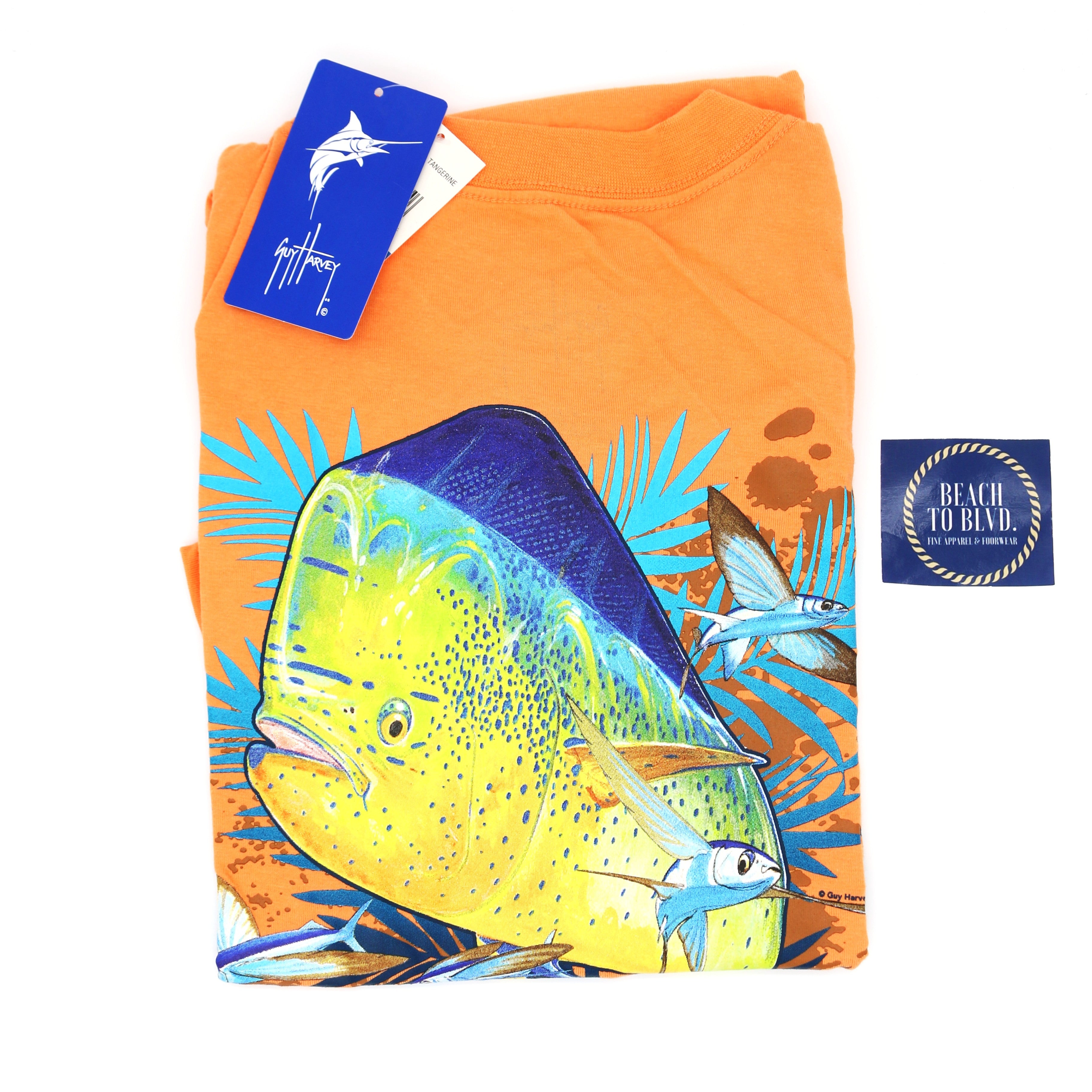 Guy Harvey Men’s Offshore Fish Collection Short Sleeve T-Shirt - Tangerine - BeachToBlvd