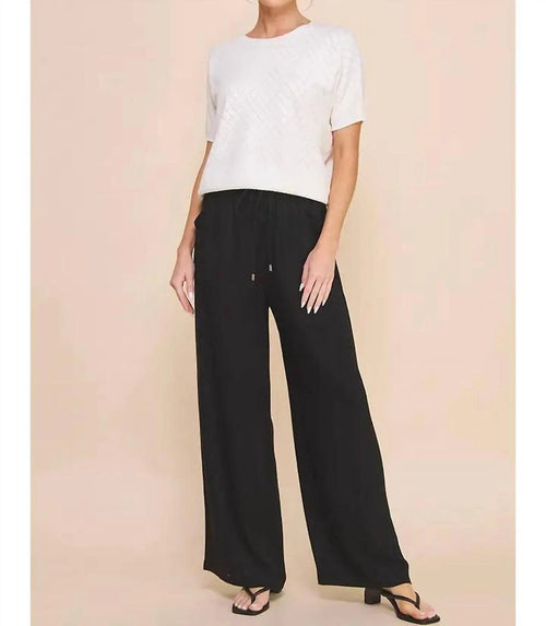 Allie Rose Soft Linen Wide Leg Pant- Black