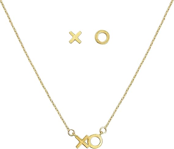 Ettika XO Hugs & Kisses Gold Plated Necklace & Earrings Jewelry Set