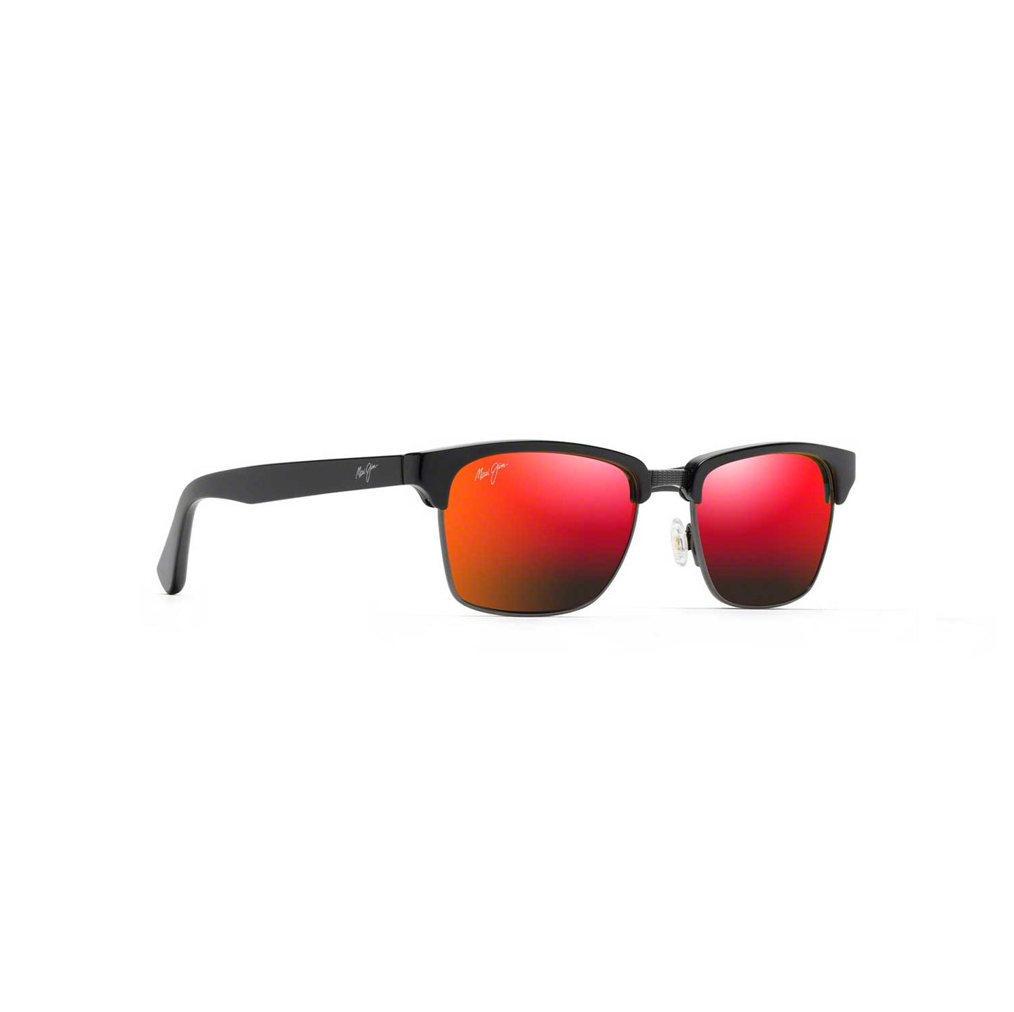 Maui Jim Sunglasses Kawika - Black Gloss W/ Pewter Frame - Red Lens