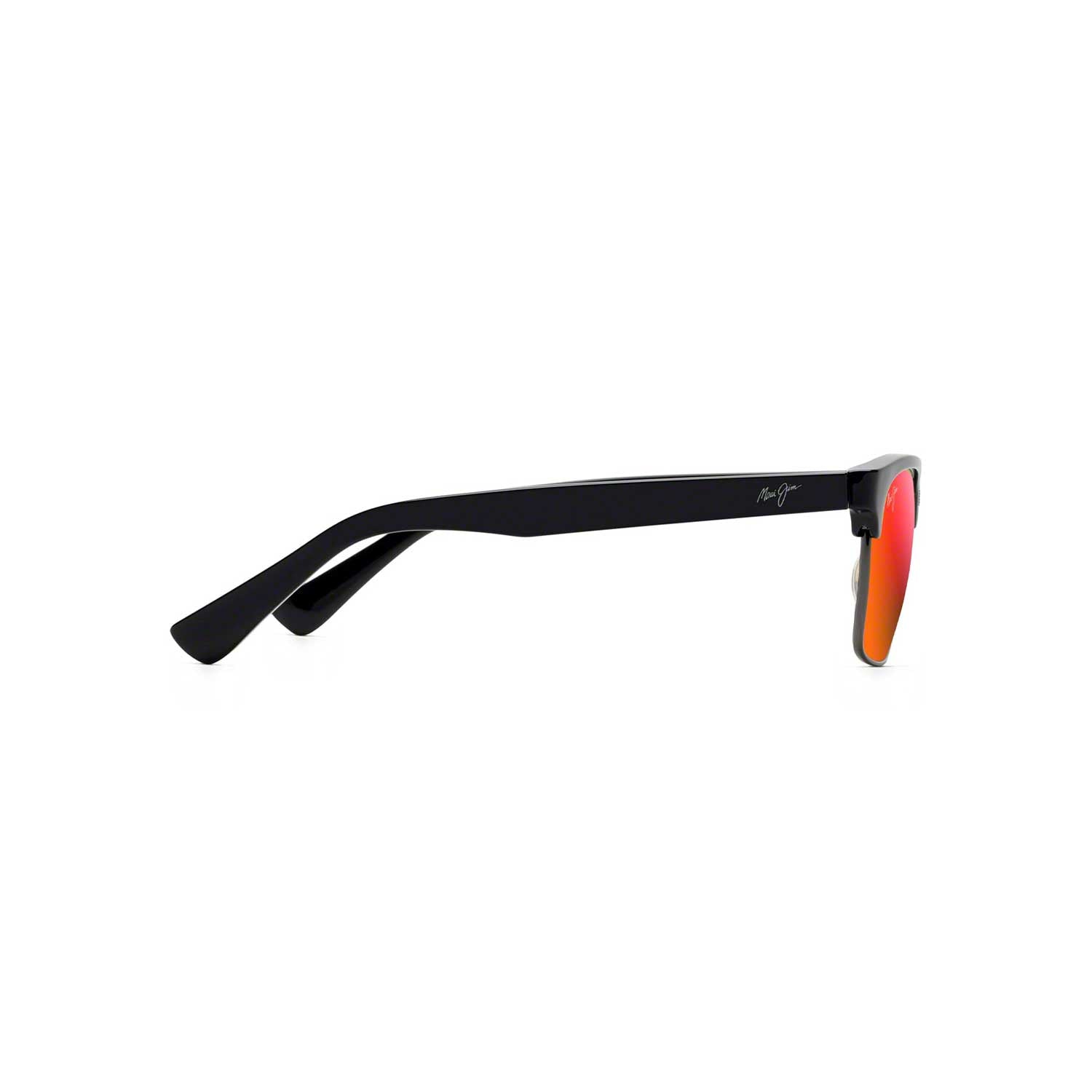 Maui Jim Sunglasses Kawika - Black Gloss W/ Pewter Frame - Red Lens - BeachToBlvd
