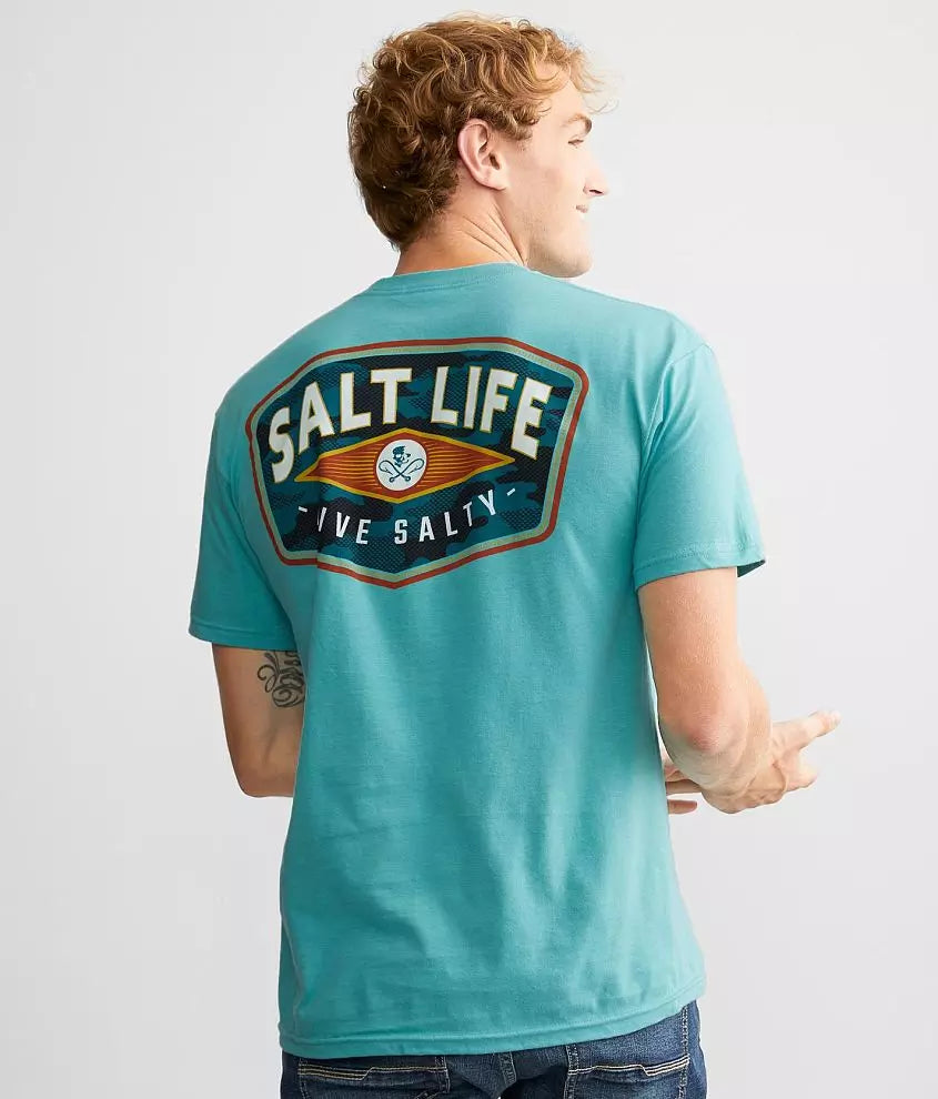 SALT LIFE Concealed Badge T-Shirt- HEATHERED GREY - BeachToBlvd
