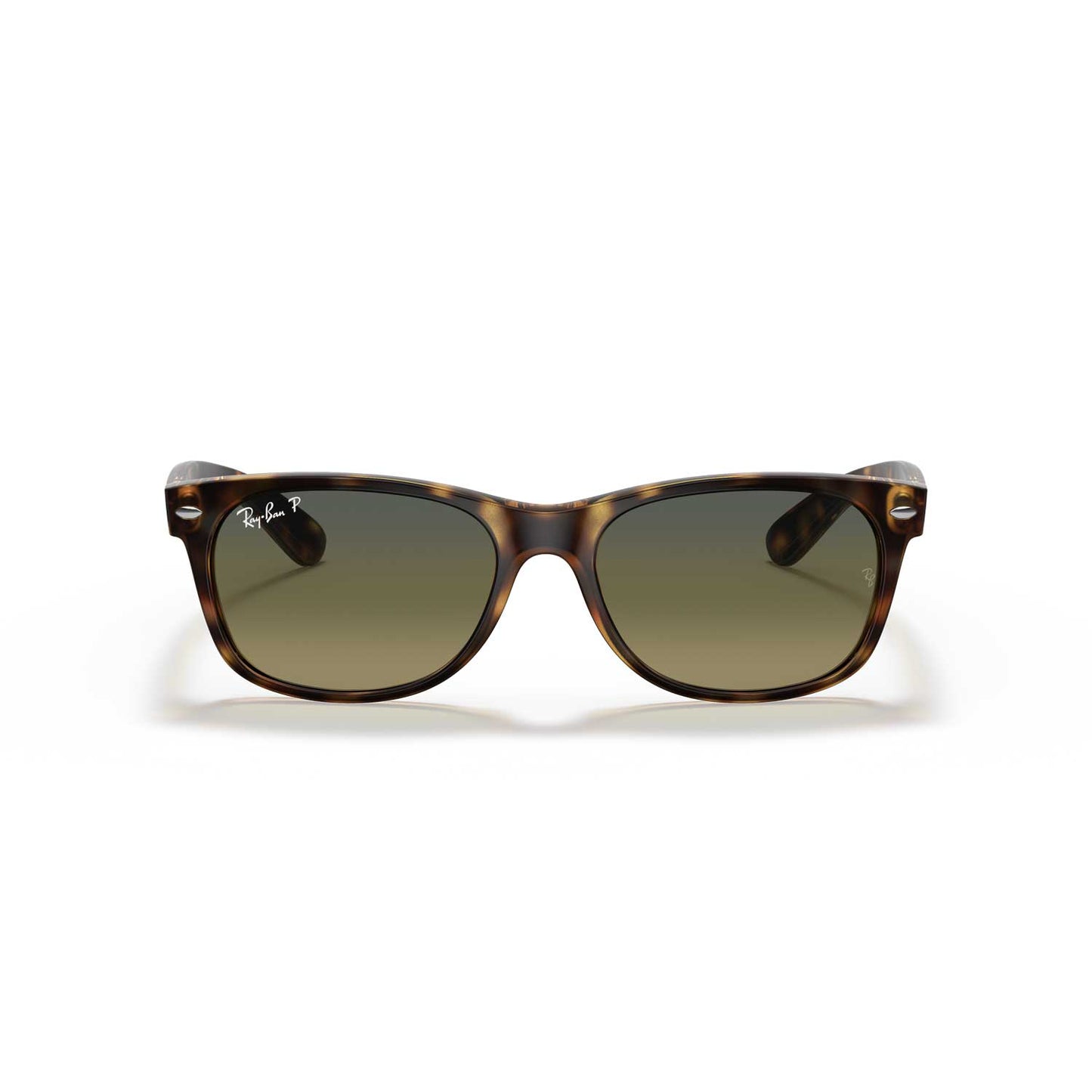 Ray-Ban New Wayfarer Classic Polarized Sunglasses - Matte Havana Frame - Green Lenses