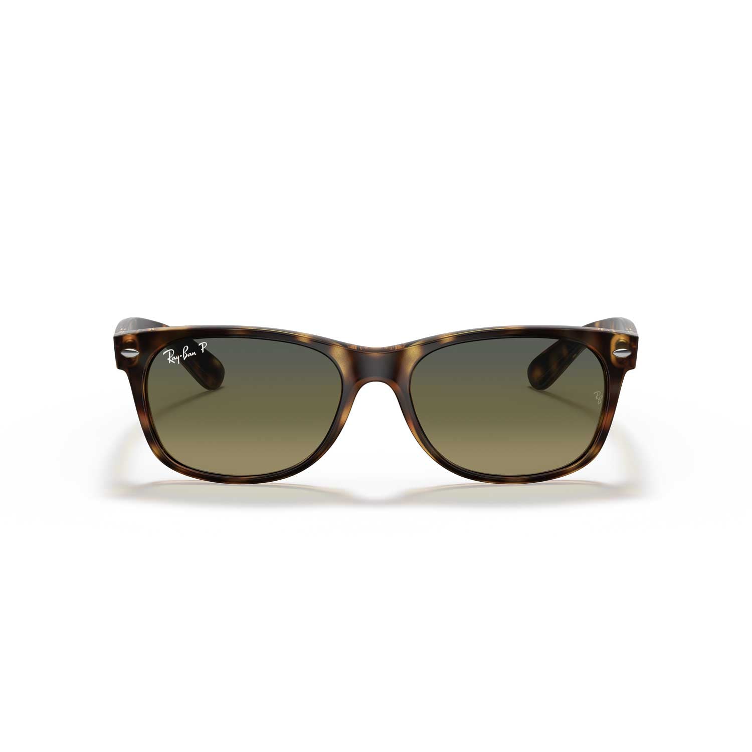 Ray-Ban New Wayfarer Classic Polarized Sunglasses - Matte Havana Frame - Green Lenses - BeachToBlvd