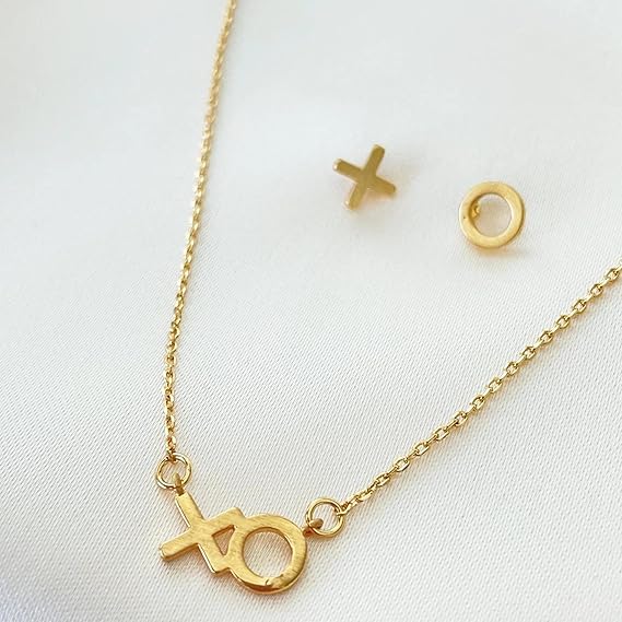 Ettika XO Hugs & Kisses Gold Plated Necklace & Earrings Jewelry Set