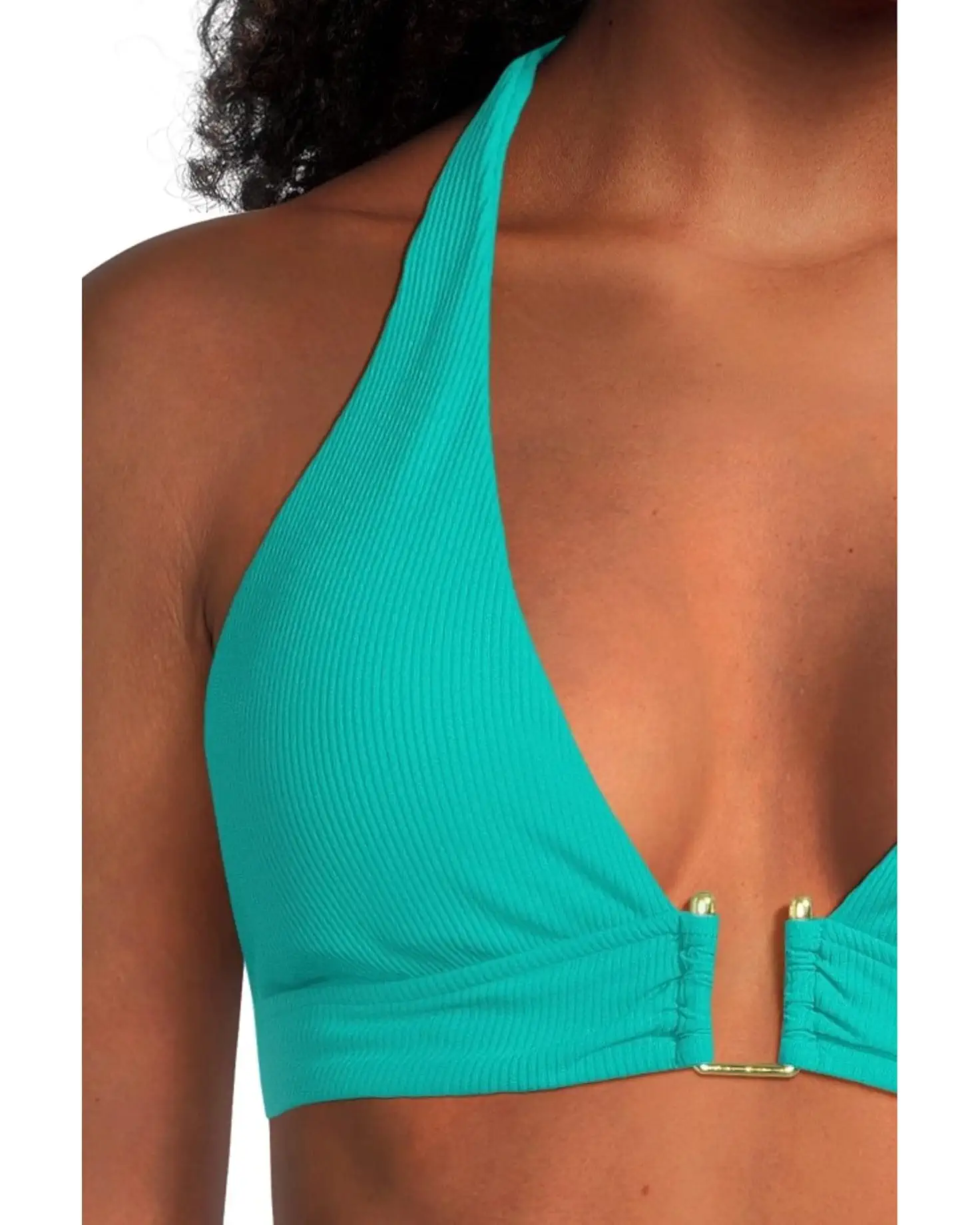 BECCA by Rebecca Modern Edge Rib Mira U Buckle Halter Top