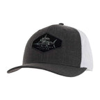 Guy Harvey Men's Chambray Trucker Hat - Charcoal\Marlin - BeachToBlvd