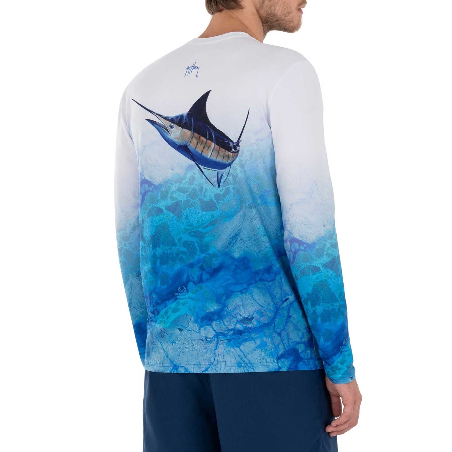 Guy Harvey Mens RT Camo Marlin Light Long Sleeve Sun Protection Tee
