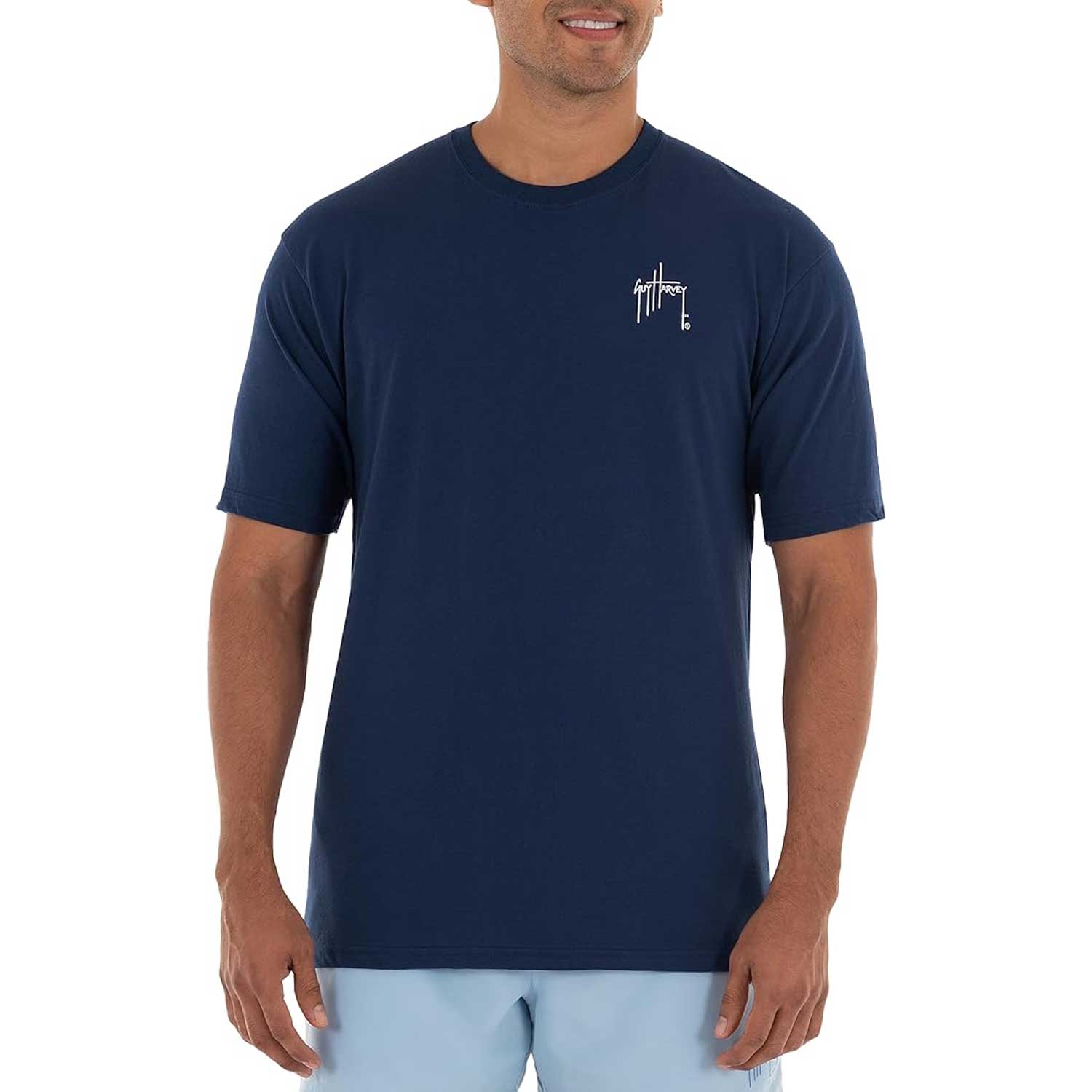 Guy Harvey Men’s Billfish Collection Short Sleeve T-Shirt - Estate Blue/Marlin Dorado - BeachToBlvd