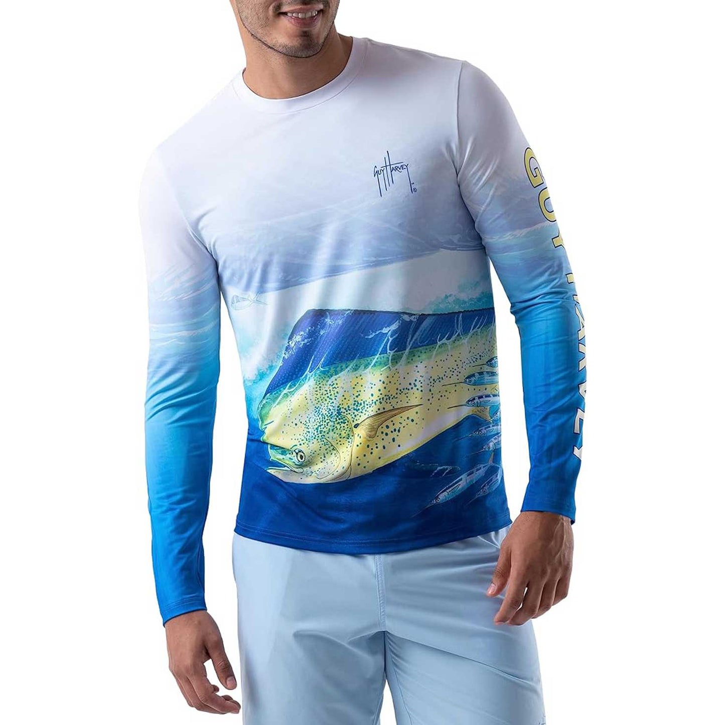 Guy Harvey Long Sleeve Performance Sun Protection Shirt - Mahi Mahi
