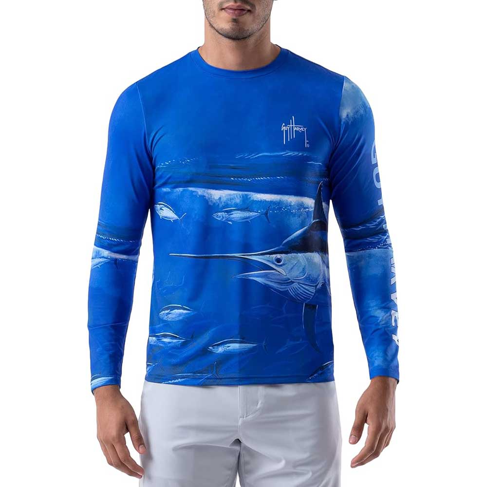 Guy Harvey Men’s Long Sleeve Performance Shirt with 50+ UPF Sun Protection