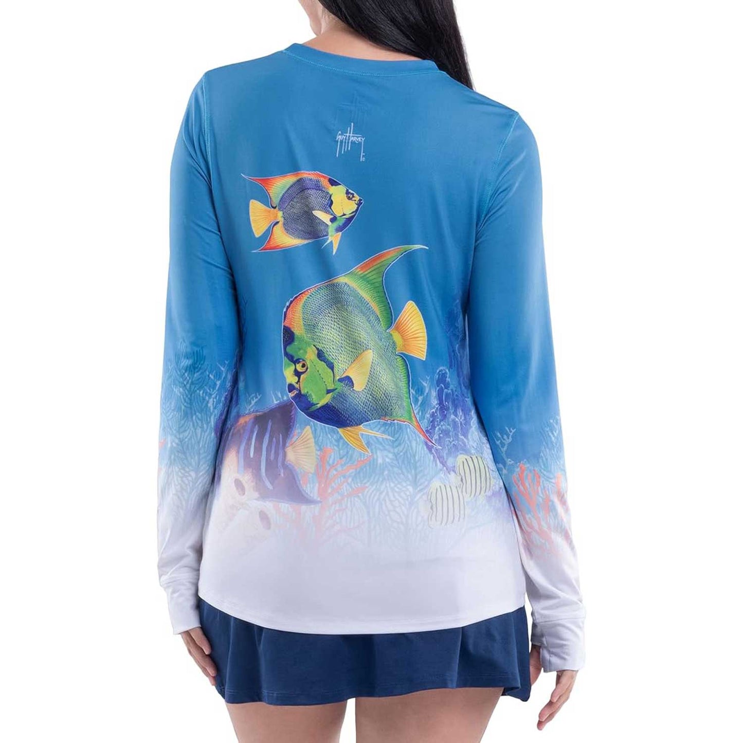 Guy Harvey Women's Graphic Long Sleeve Sun Protection Top - Caribbean Sea