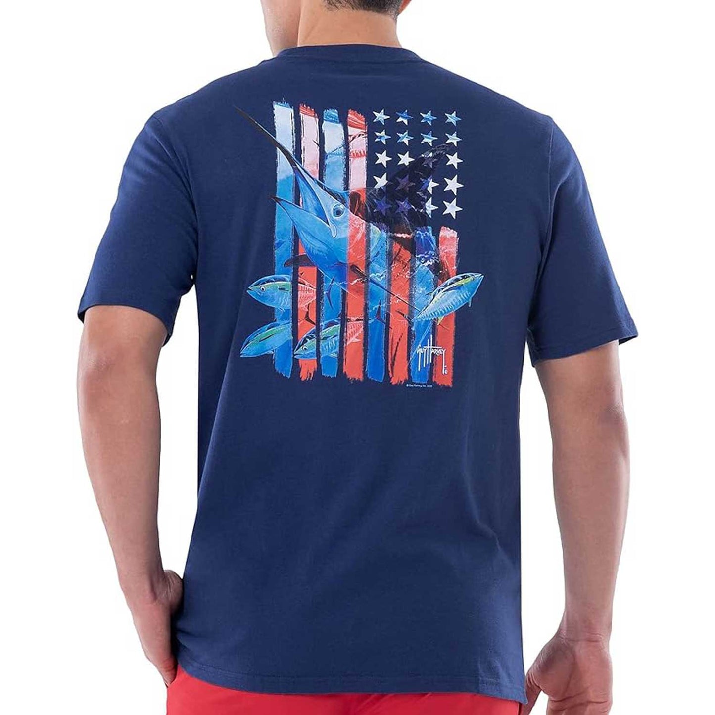 Guy Harvey Men’s Billfish Collection Short Sleeve T-Shirt - Stars and Stripes - 2SY1052