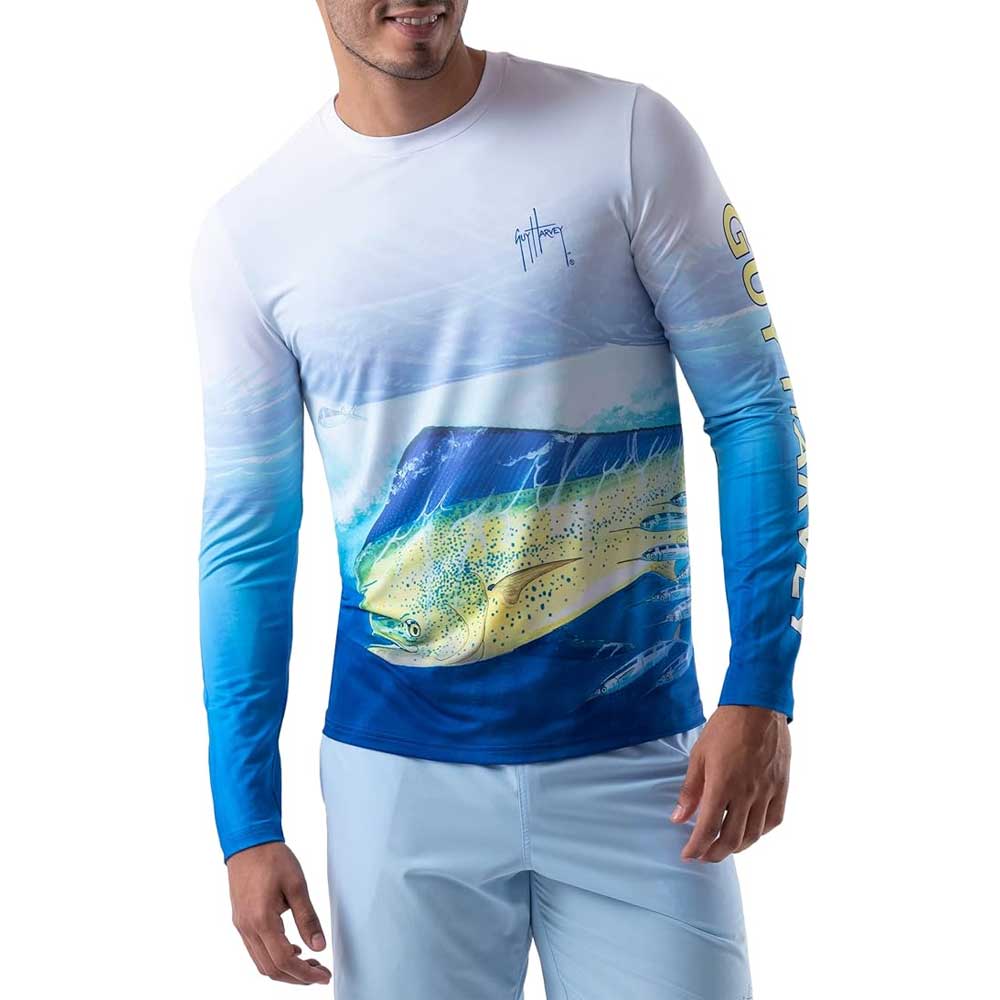 Guy Harvey Men's Mahi Long Sleeve Performance T-Shirt with UPF 30+ Sun Protection