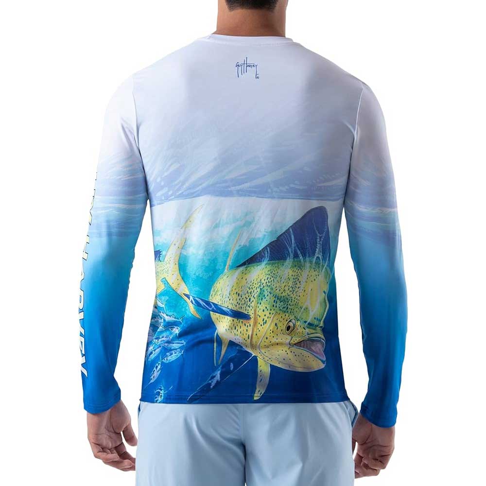 Guy Harvey Men's Mahi Long Sleeve Performance T-Shirt with UPF 30+ Sun Protection